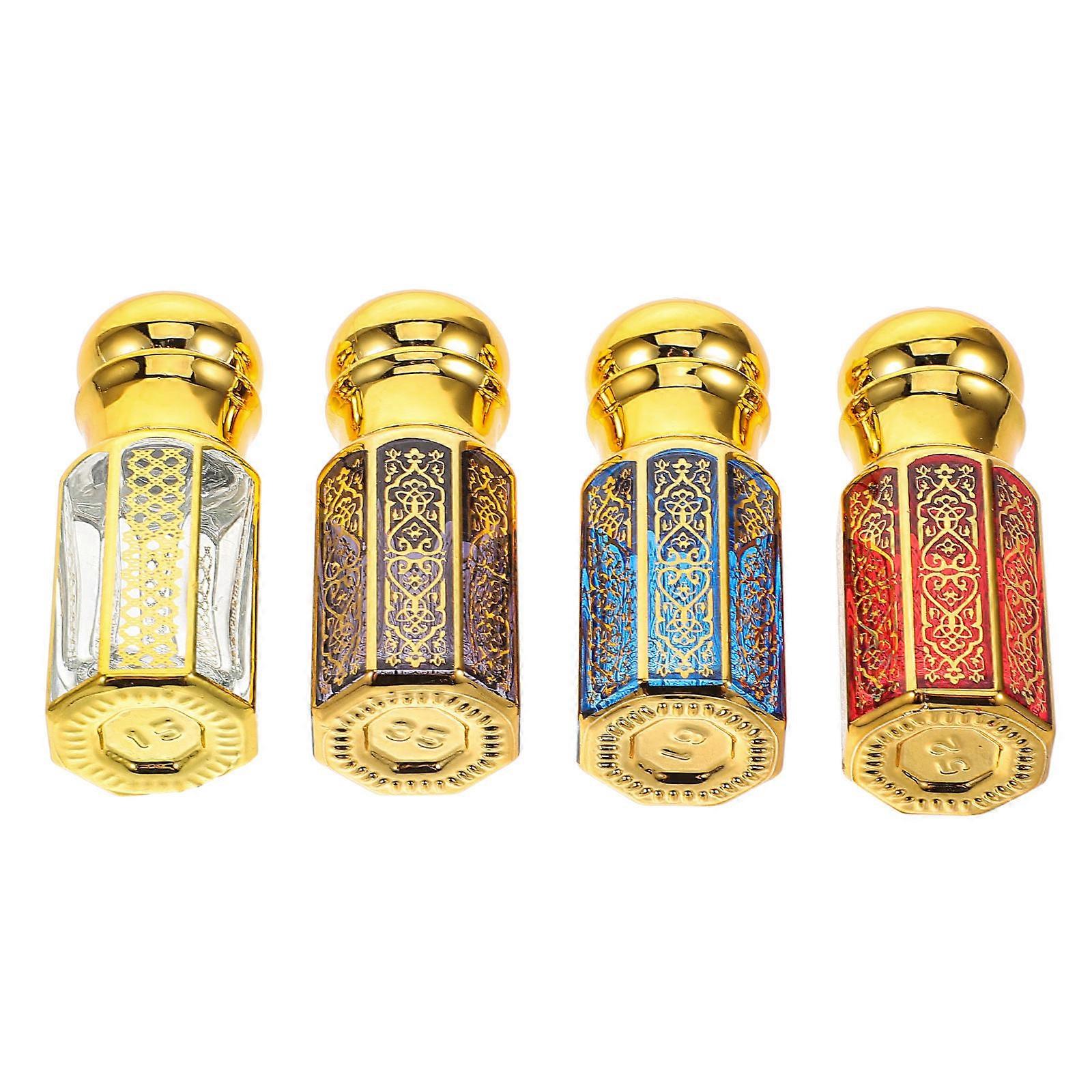 Glass Empty Roller Bottles Essential Oil Bottle Travel Container Oil Preservation Retro 4Set