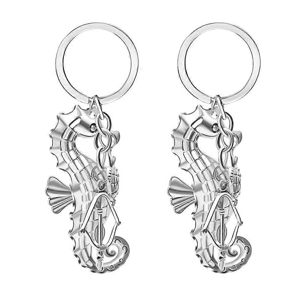 2pcs Silver Alloy Key Rings with Vintage Punk Style Design for Hanging Keys and Decorations