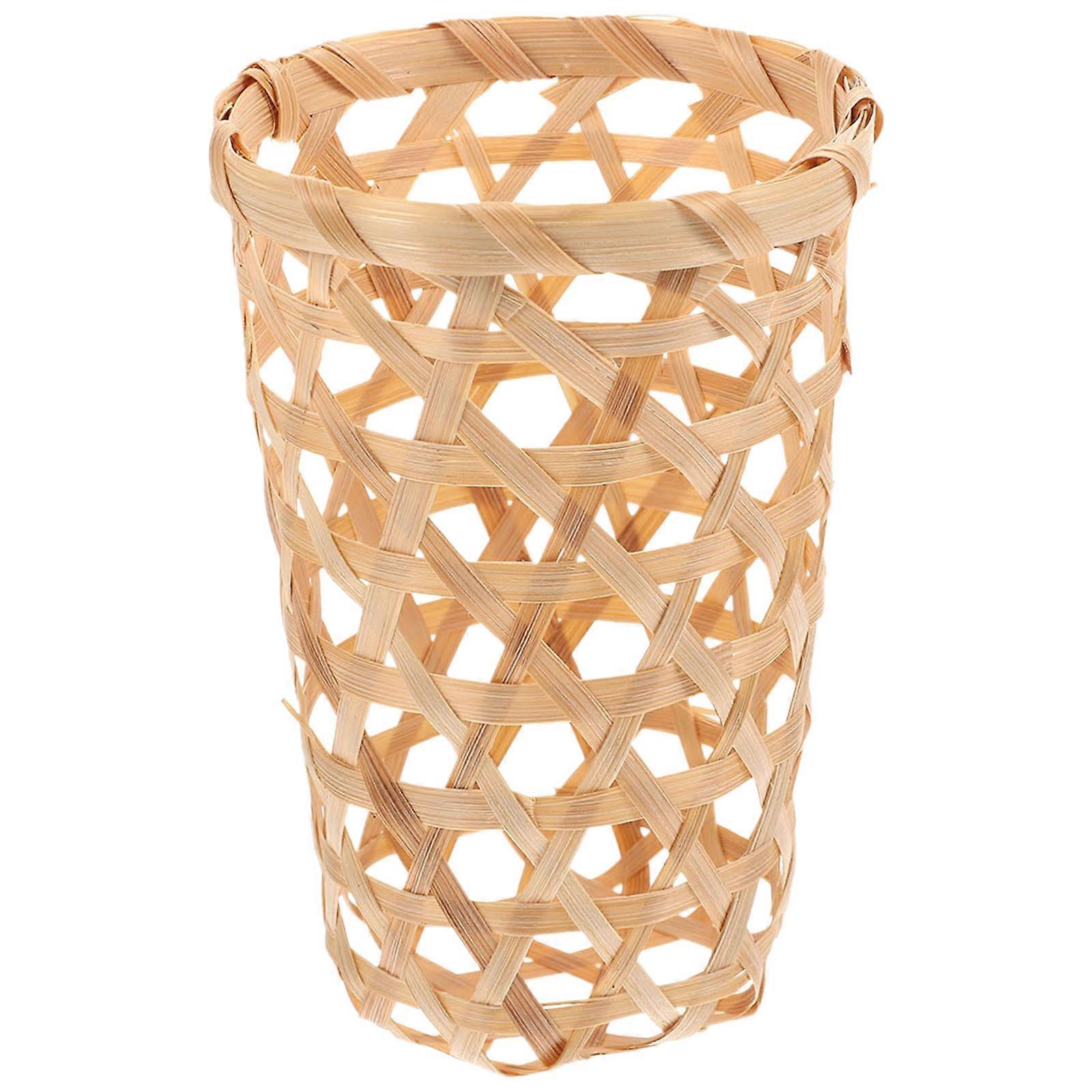 家庭用収納および装飾用ライトブラウン織りバスケット、合成素材付き 4 個