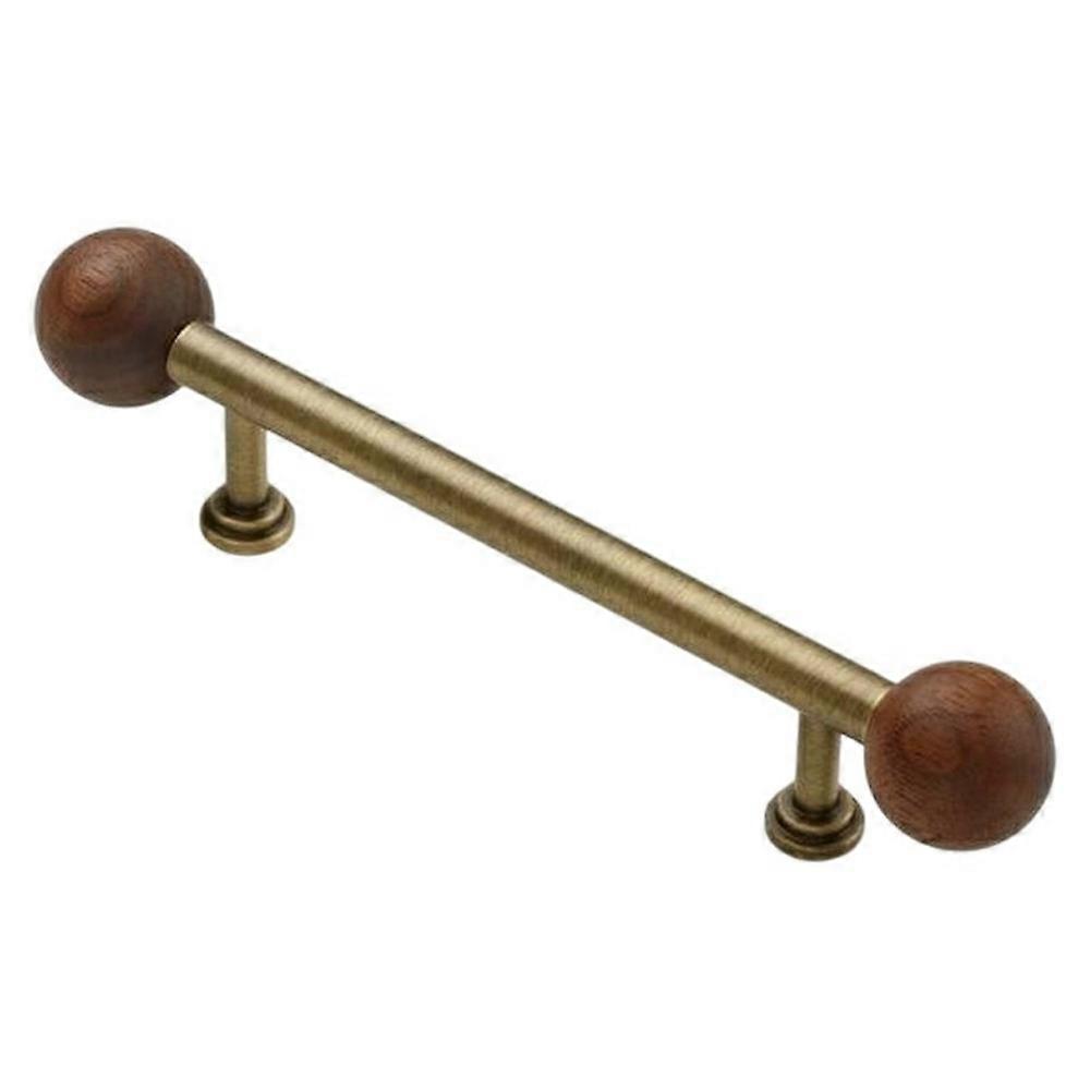 8194 96mm Hole Centers Walnut Cabinet Handles French Style Solid Brass Round Ball Pulls for Wardrobe / Drawer