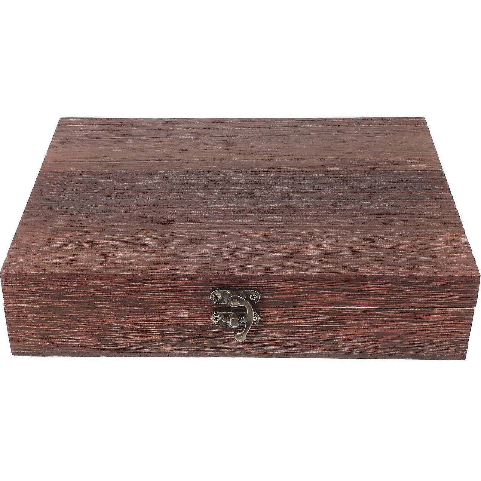 Wooden Storage Case with Lock for Home Office Organization   Vintage Hinged Design, Dust Proof Container for Item Storage