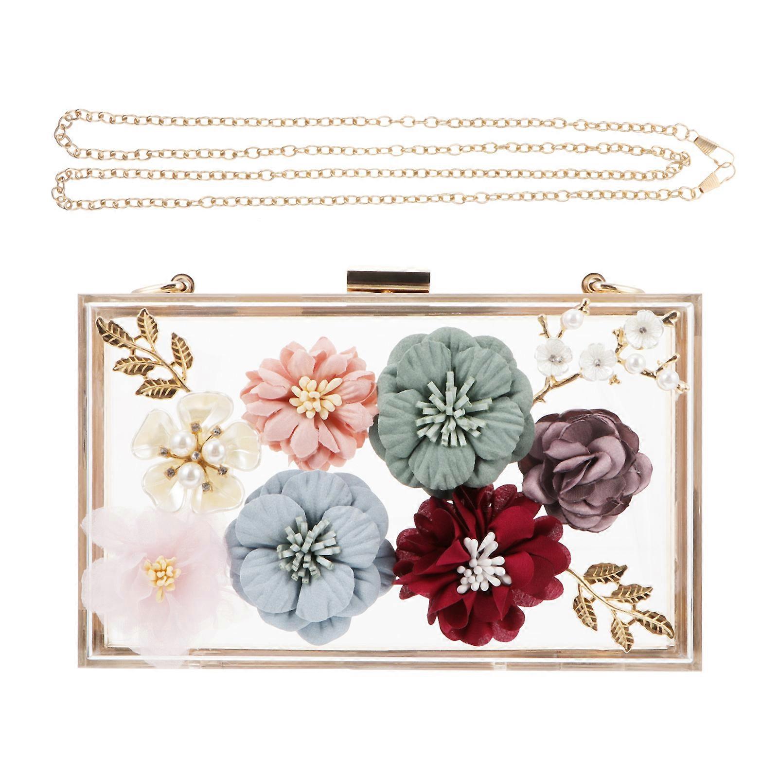 Acrylic Flower Evening Bag for Women with Multi Color Ideal for Wedding Party and Daily Use 1Pc
