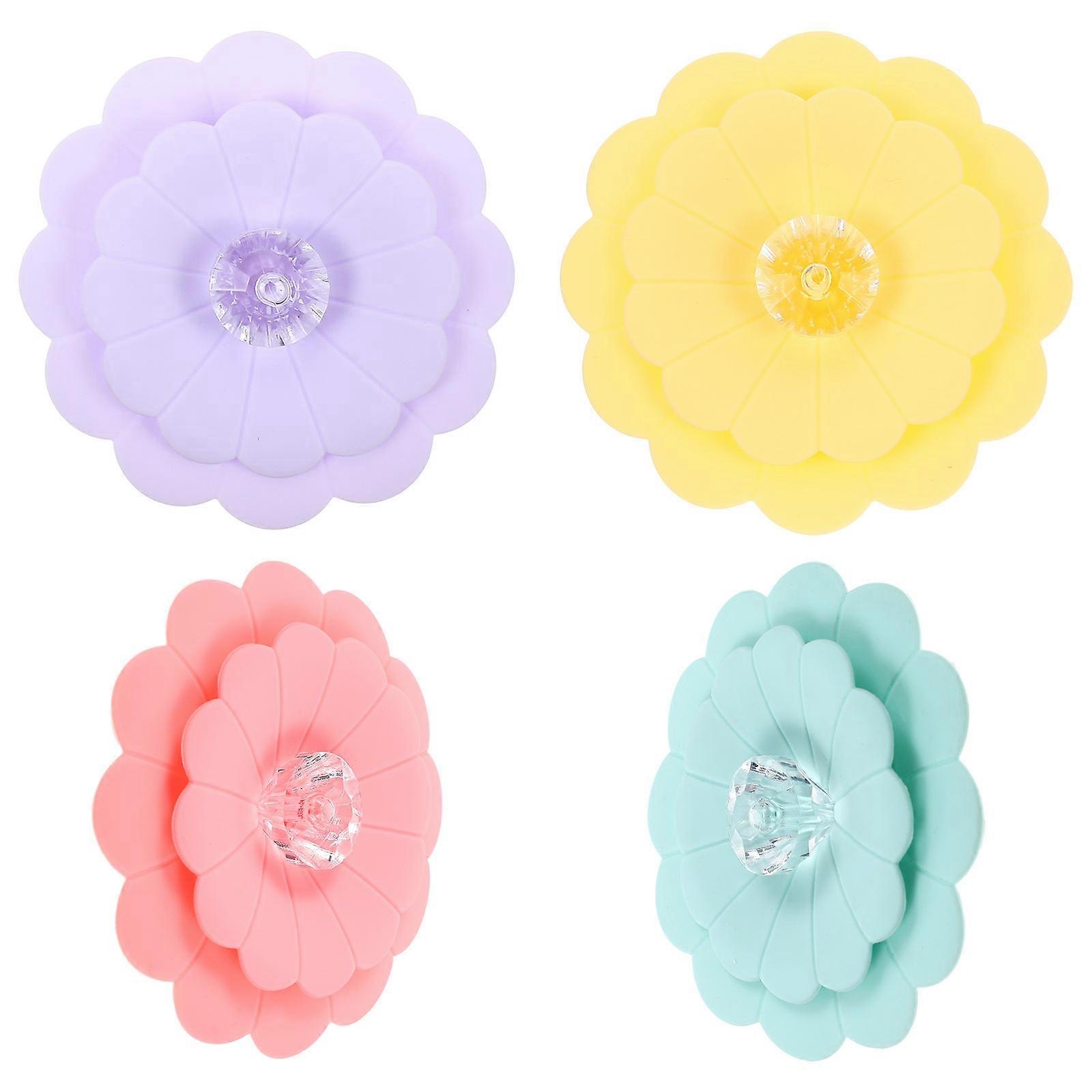 Silicone Flower Shape Mug Cover for Cup Use Assorted Color Leakproof and Dustfree 4 Pieces