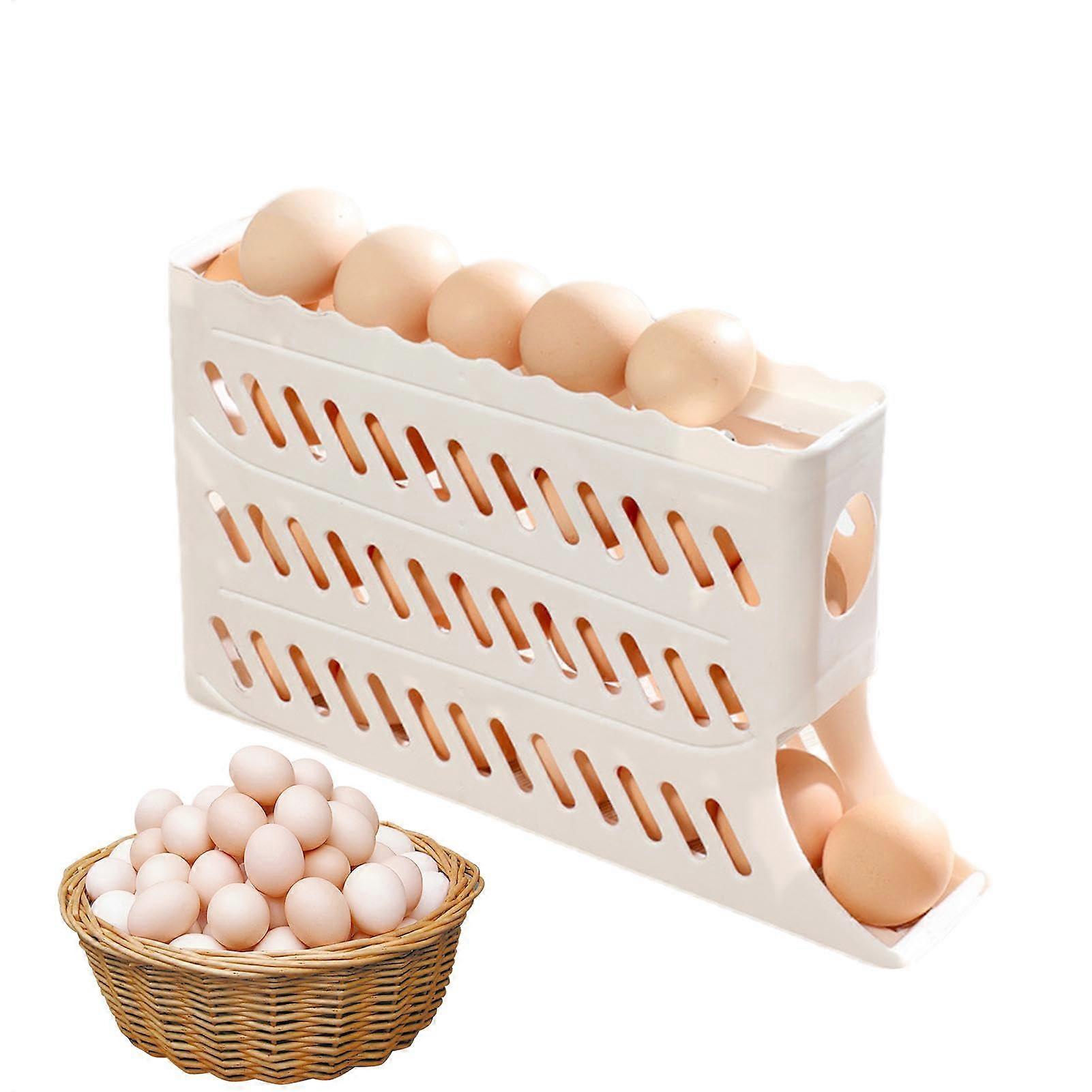 Egg holder for refrigerator Automatic egg dispenser, 4layer countertop, white