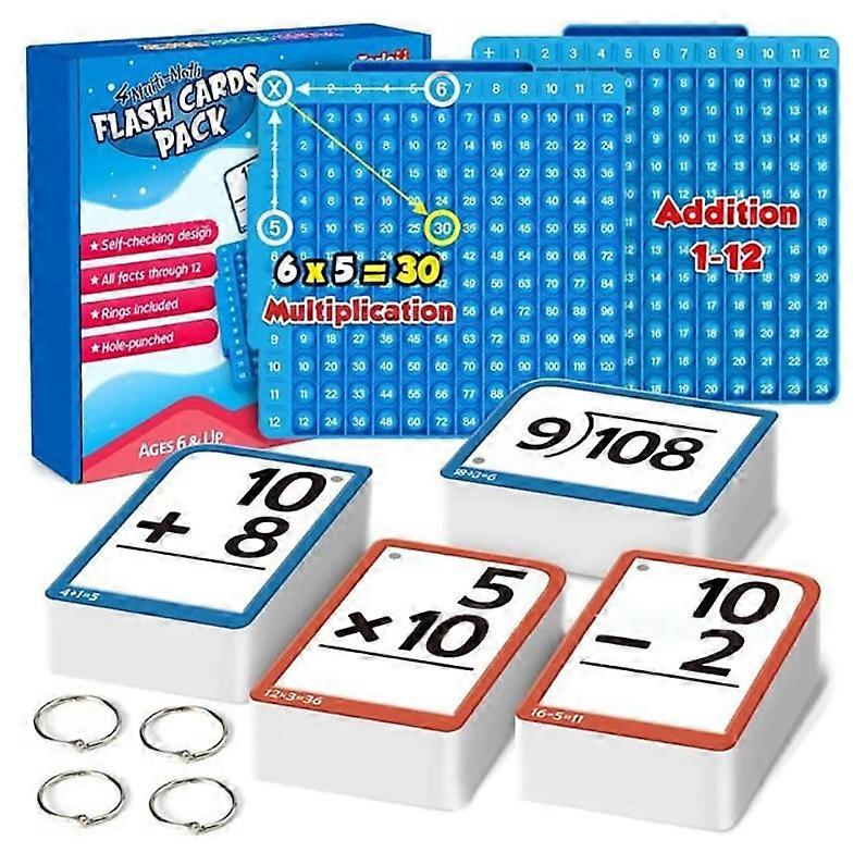 Math Flash Cards + Math Board, Multiplication Flash Card Times Table Chart, Math Manipulatives Division, Addition, Subtraction Math Game Toys for Kid