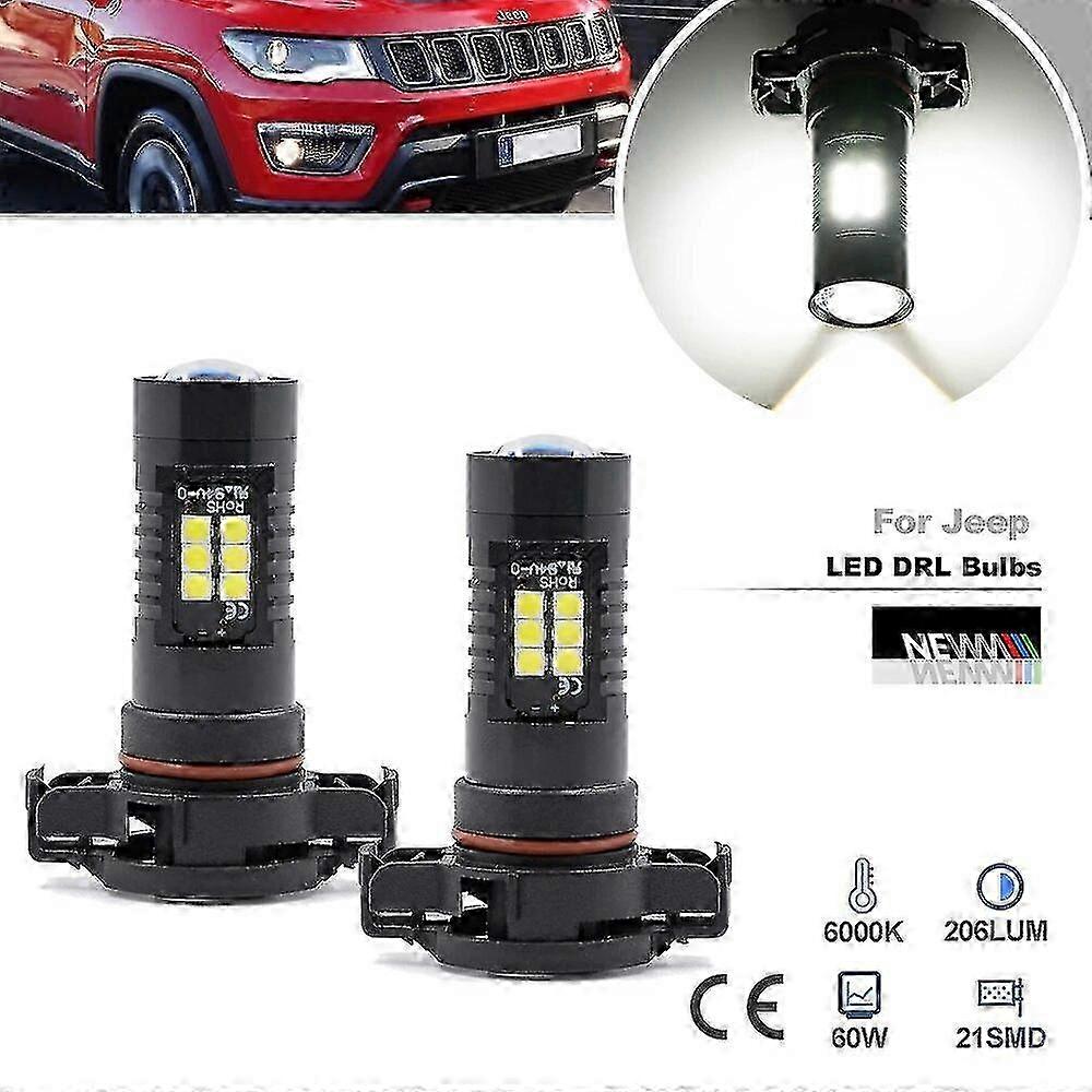 2x Led Daytime Running Lights For Jeep Compass 2017 2018 2019 2020 2021 Canbus Psx24w Psx24 2504 Dlrs Bulb Parking Lamp DaylightEdition731