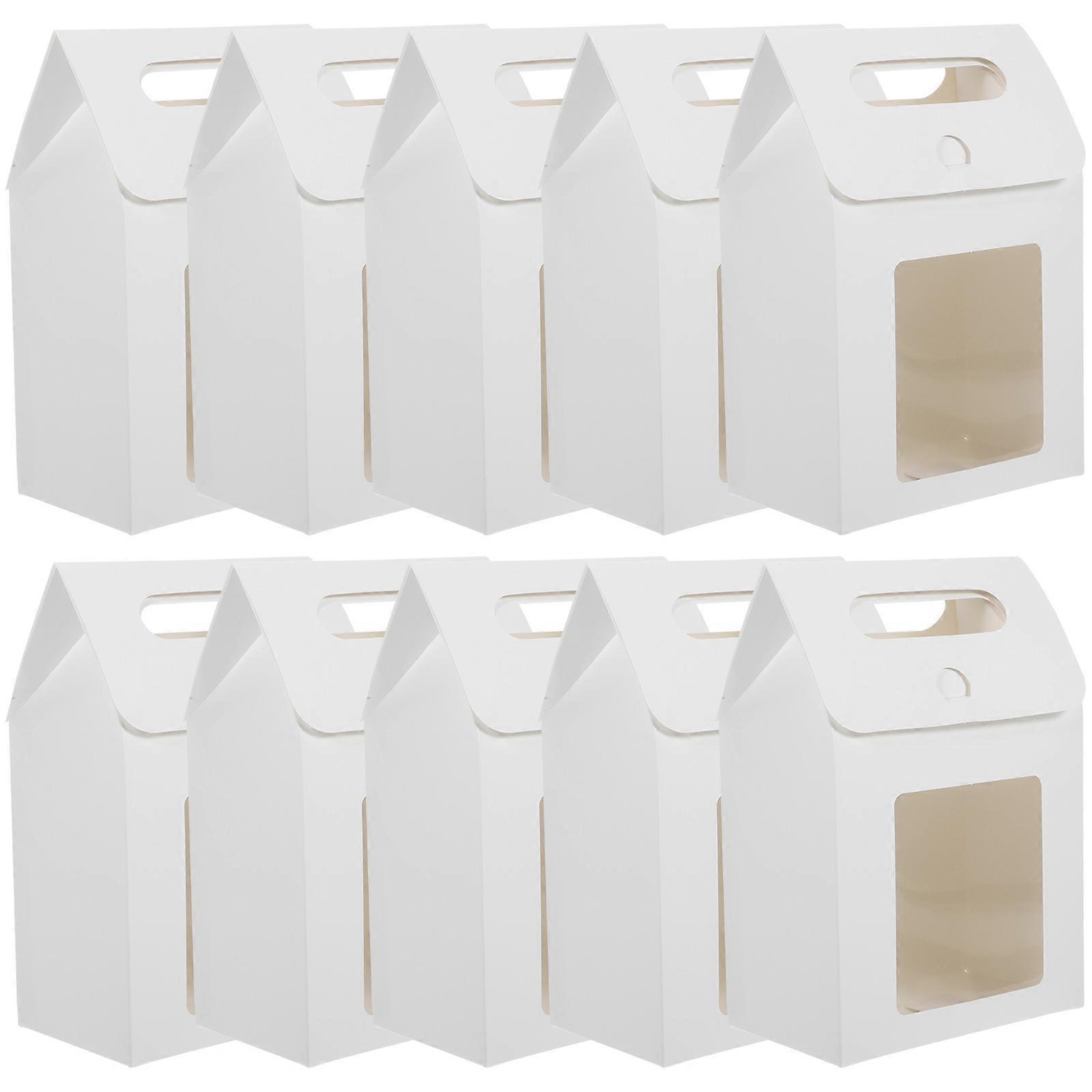 White Paper Gift Bags with Window for Bakery Treats and Desserts Suitable for Storage Use 10 Pieces