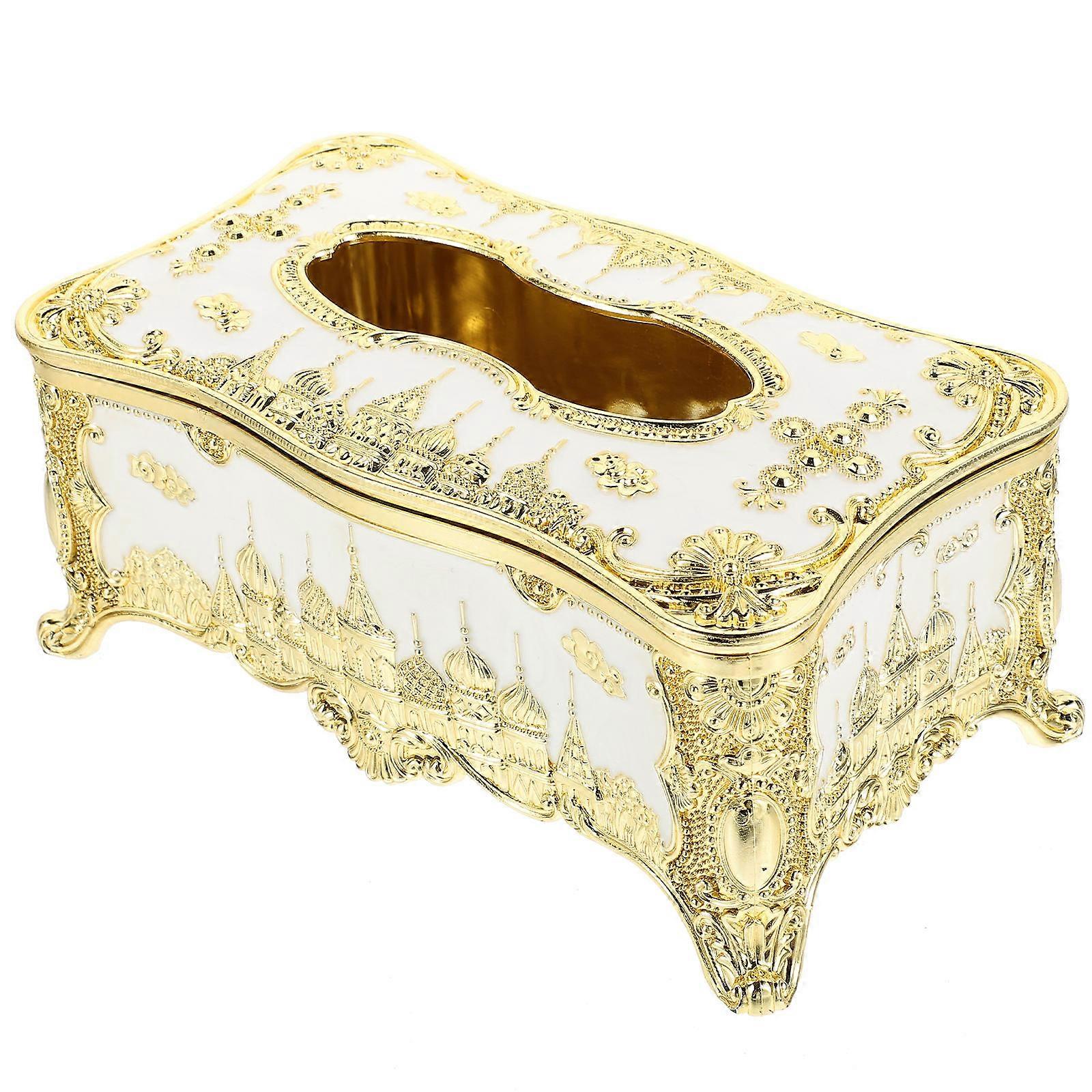 European Style Tissue Box Cover Holder 2pcs Napkin Storage Box Tabletop Organizer for Home