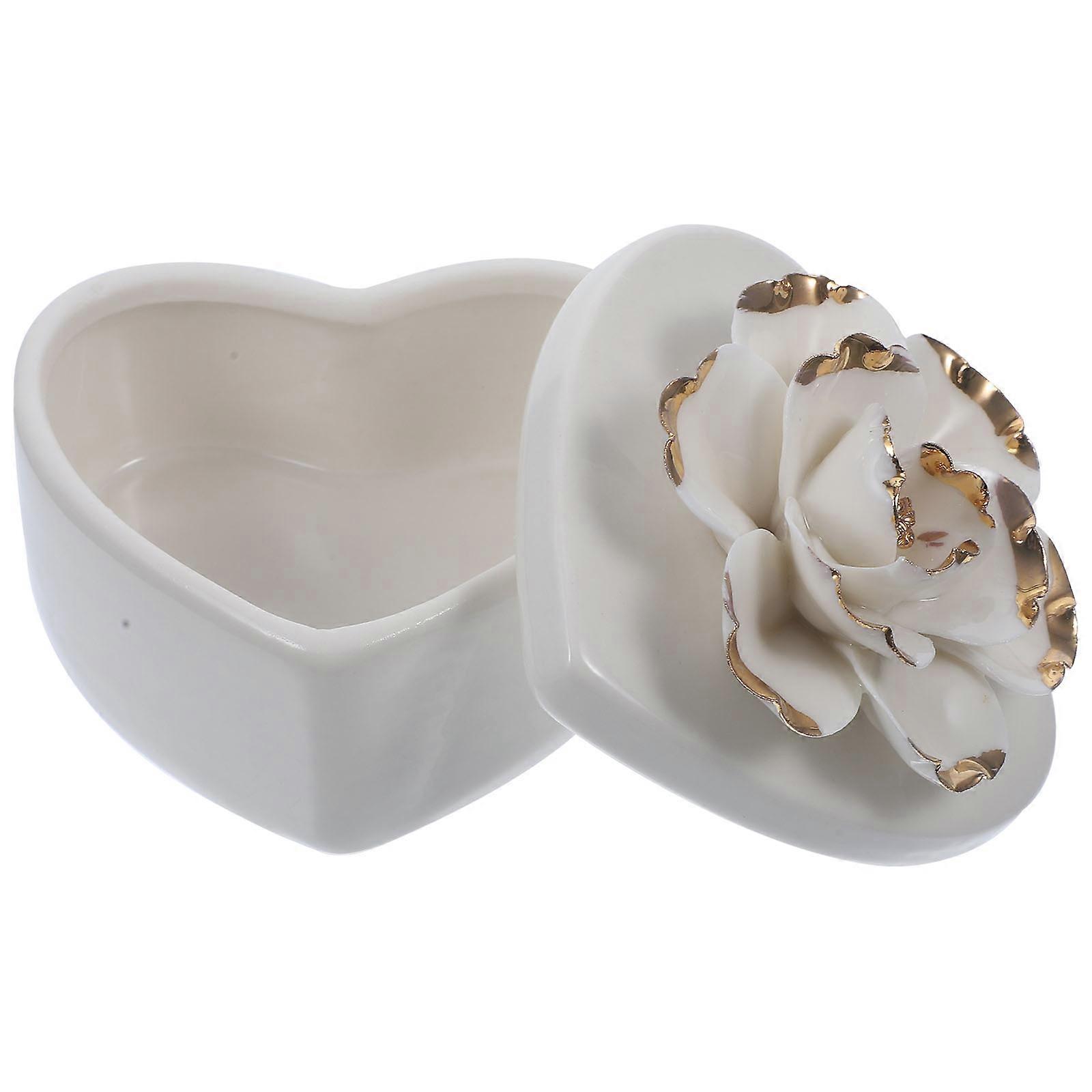 White Ceramic Jewelry Organizer for Storage Use with Design and Enough Capacity 1 Piece