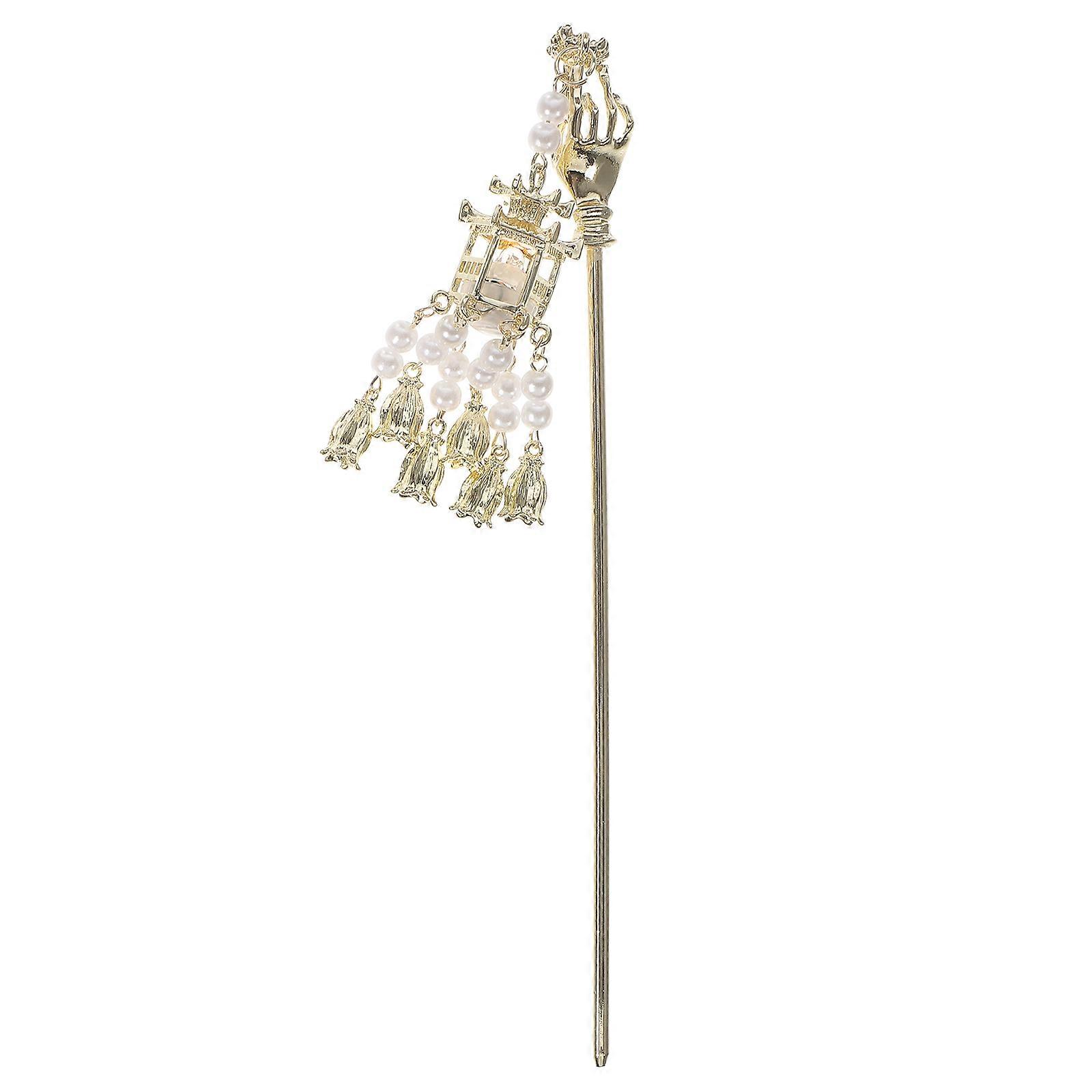 Elegant Alloy Hair Stick for Buns with Golden Tassels for Decoration and Styling Accessories 9.84 inches