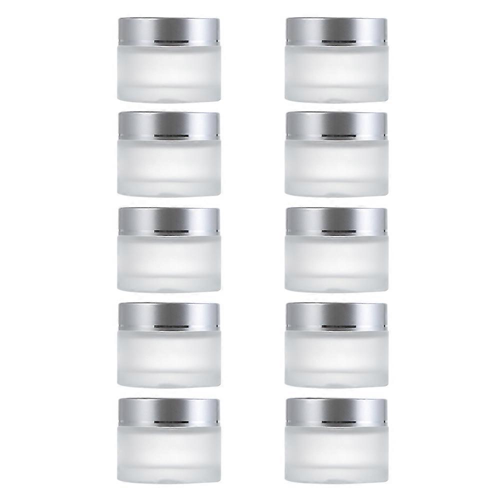 Small Jars 10Pcs Refillable Frosted Glass Cream Box Ideal For Home Use Compact Travel Facial Cream Storage 15g
