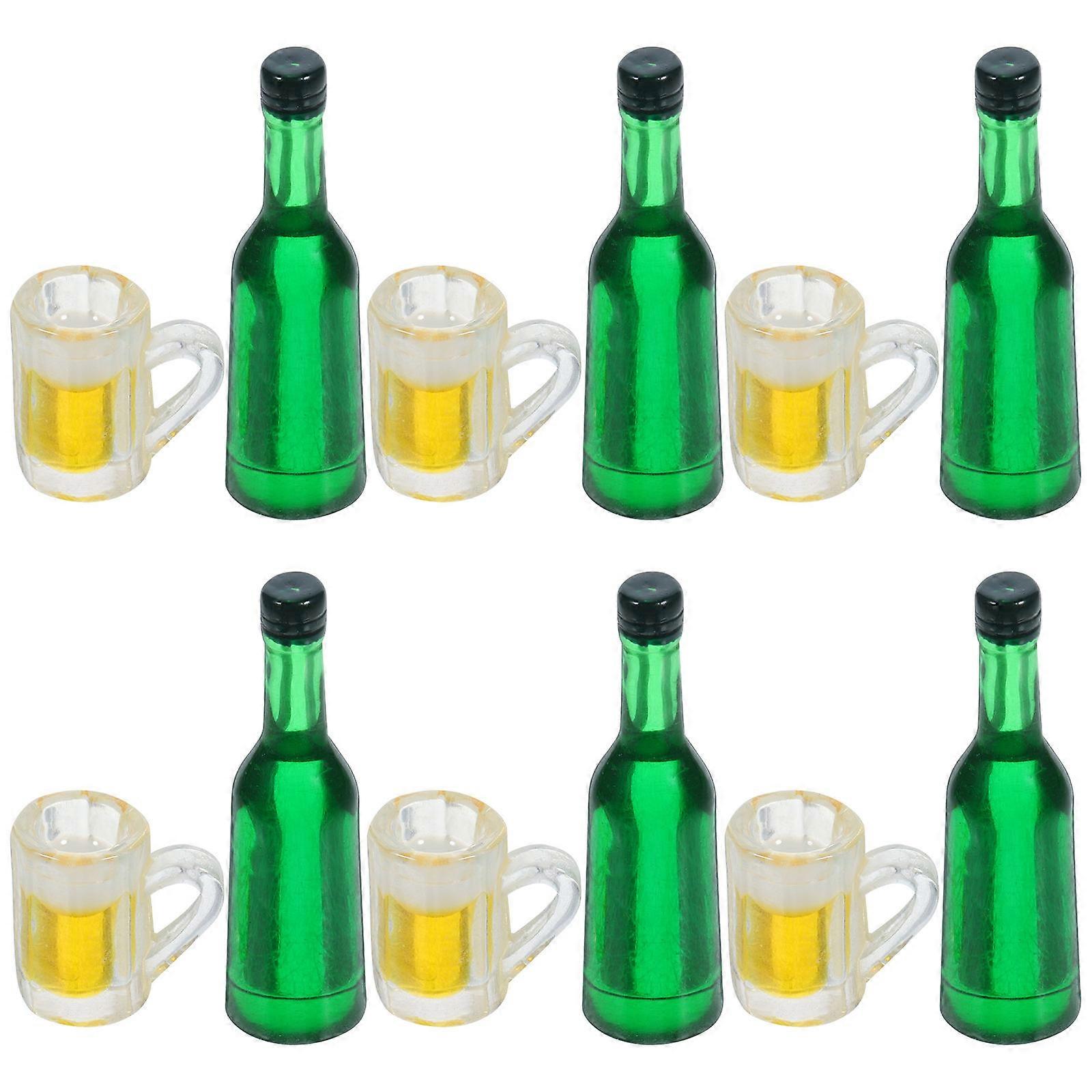 Resin Mini Beer Mugs for Dollhouse Realistic Small Bottle Decorations Compact Miniature House Accessories Photo Props for DIY Scenes