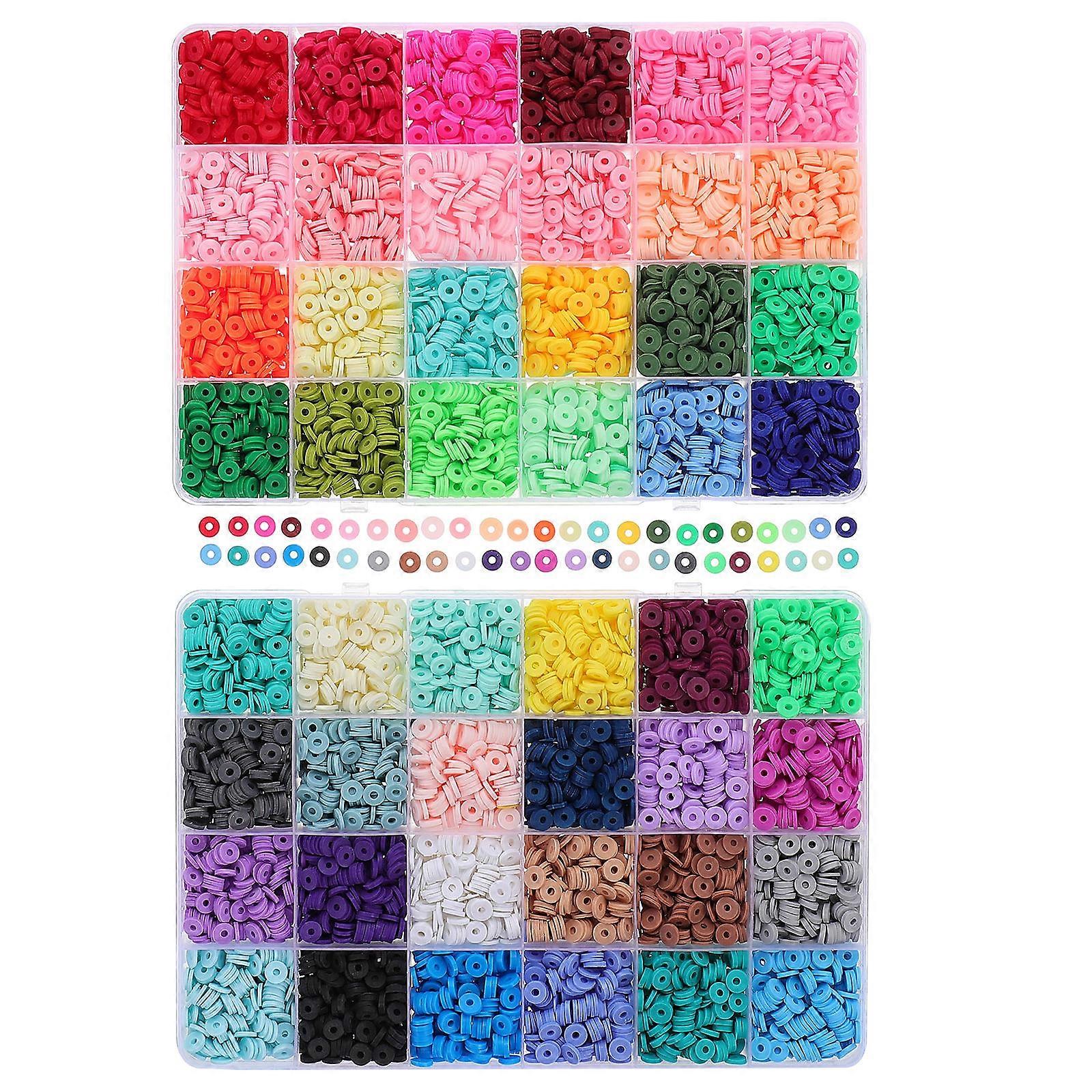 Assorted Color Polymer Clay Beads Set for DIY Decor Crafts Bracelet Necklace Making 2 Boxes