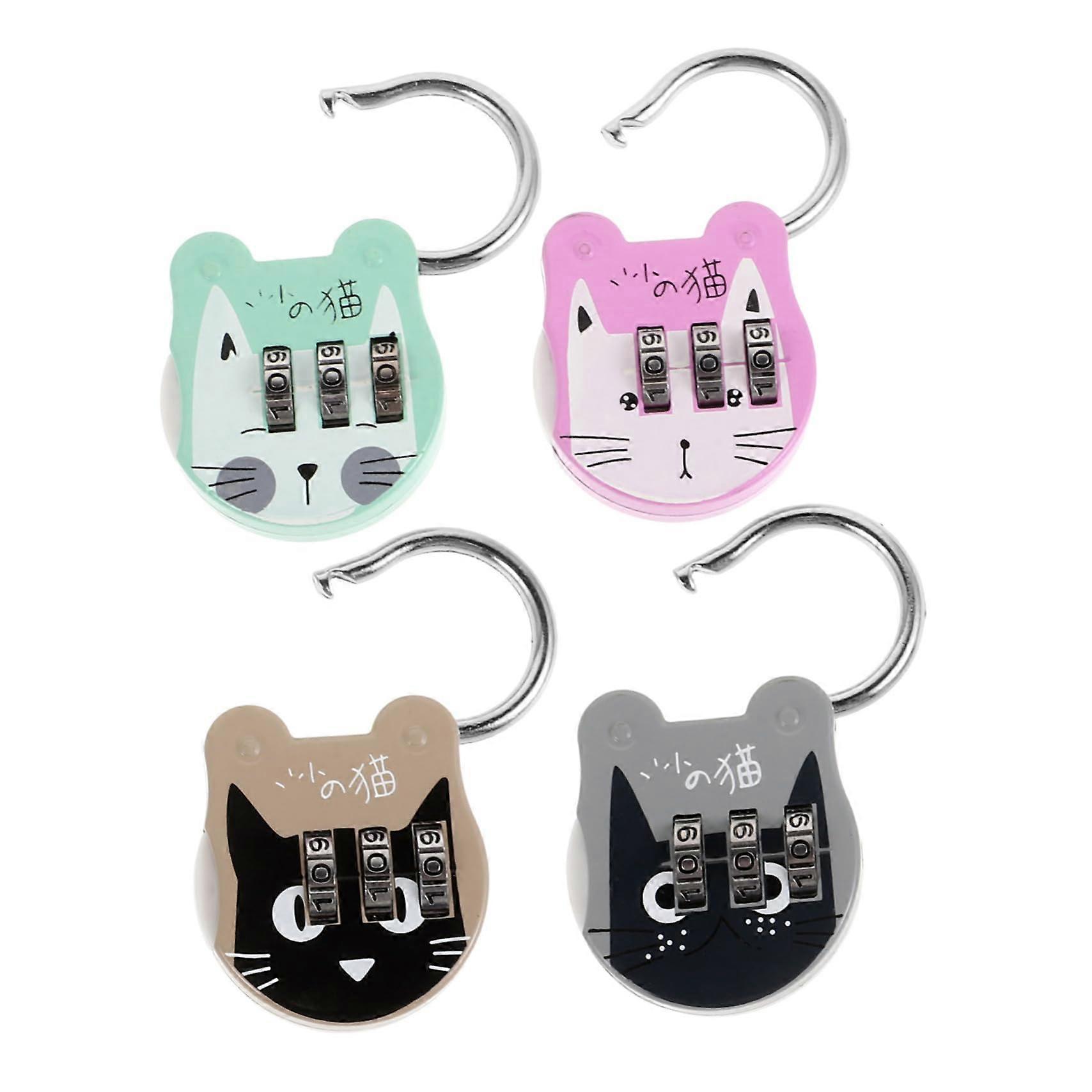 4-Pack Cute Combination Locks Weatherproof and Temperature-Resistant Multi-Functional Padlocks for Home, Backpacks, Cabinets