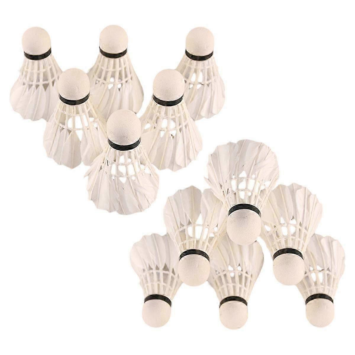 12pcs Duck Goose Feather Shuttlecocks Set with Foam Head & Storage Tube - Badminton Balls for Game Play & Training