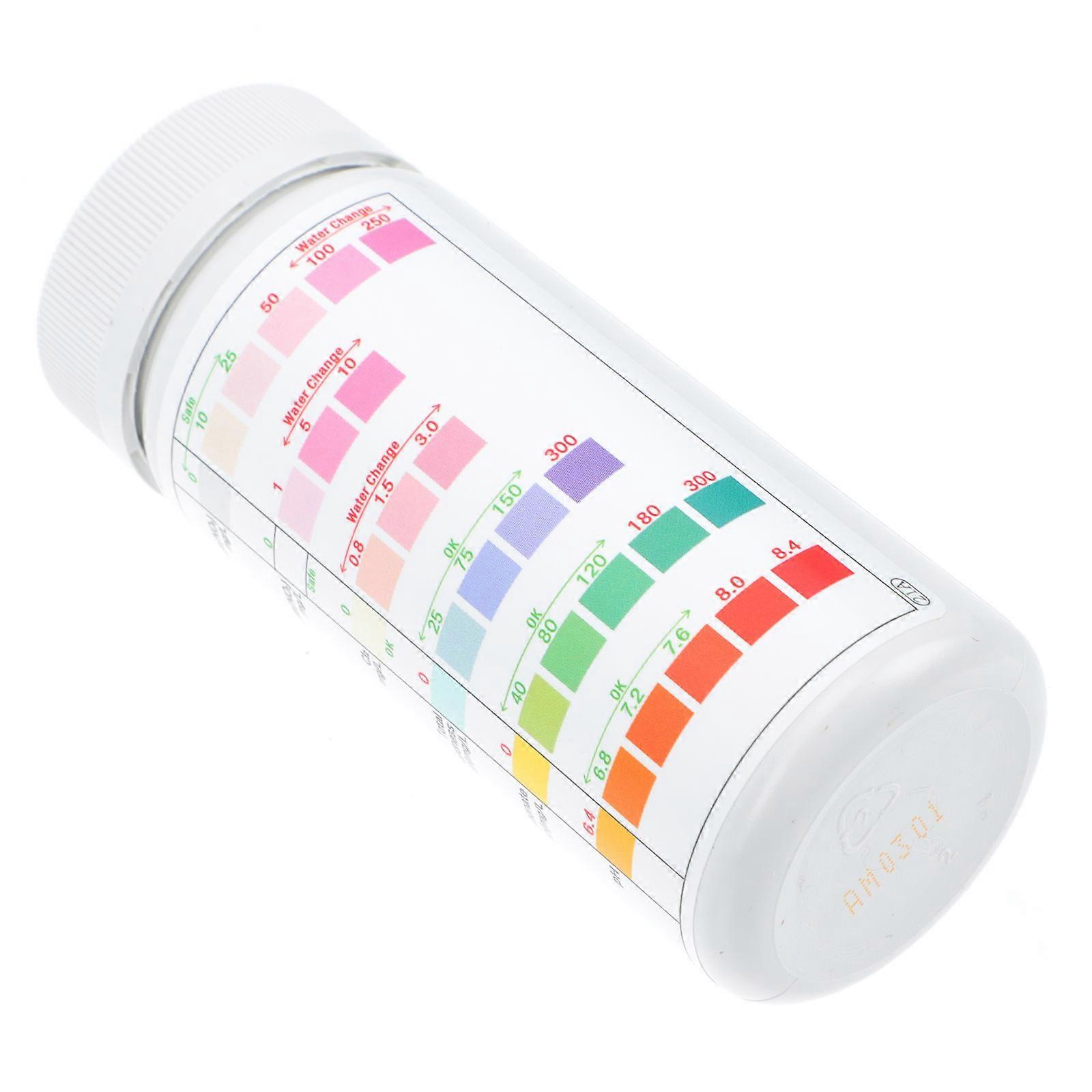 Fish Tank Test Strips 6 in 1 Ph Hardness Alkalinity Testing for Aquarium Water Testing White 100Pcs