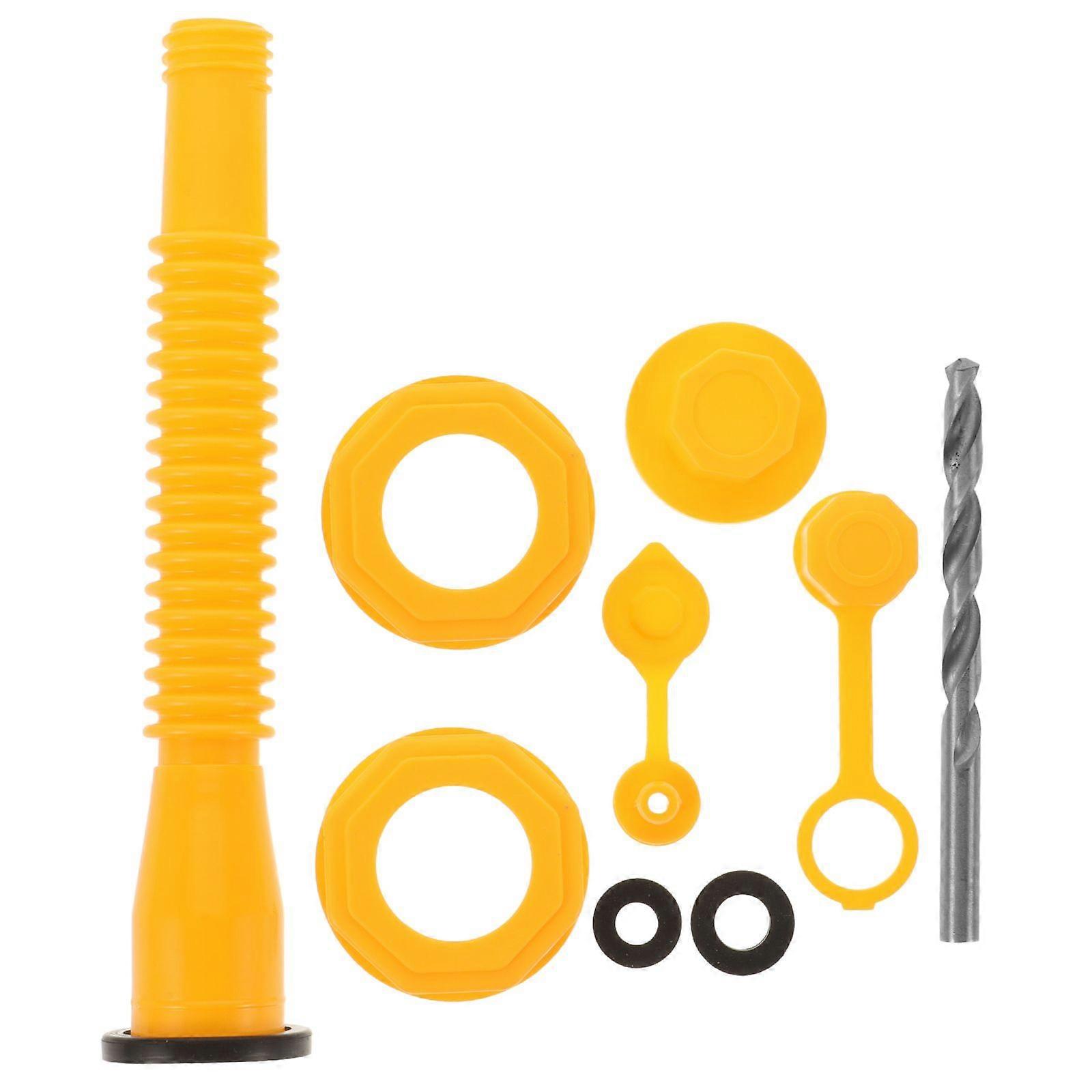 1 Set Replacement Gas Can Spout kit Easy Installation Vent Cap Flexible Pour Nozzle with Drill Bit for Old Style Fuel Water Jug