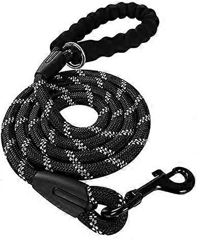 Reflective Dog Rope Lead With Padded Handle  Multiple Size  Colour Options (Standard  1m Length, Black) Standard  1m Length Black