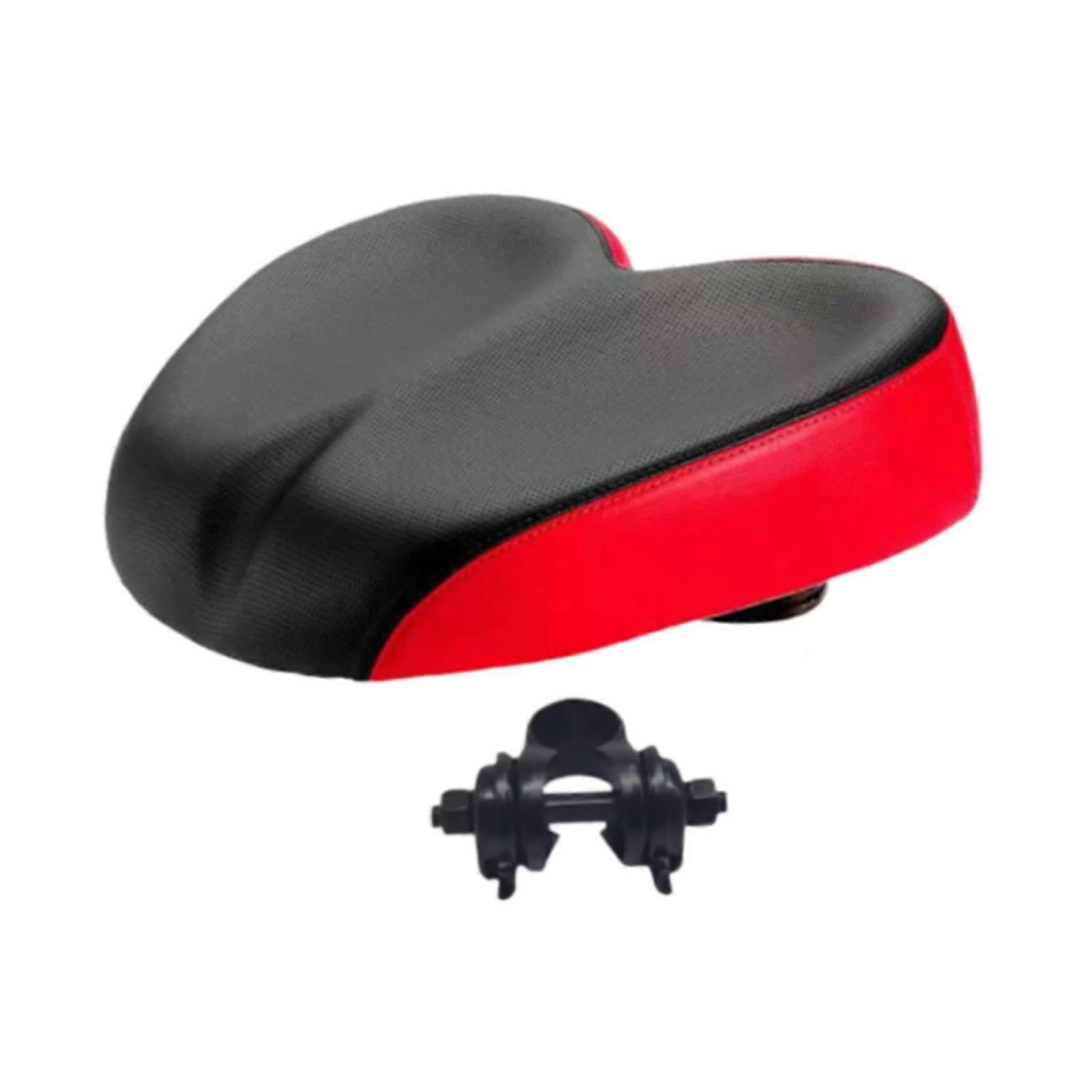 Bicycle Pad with Seat Clamp, Breathable Cushion for Indoor Riding, Red, Ergonomic Design, Universal Fit, Comfortable Padding