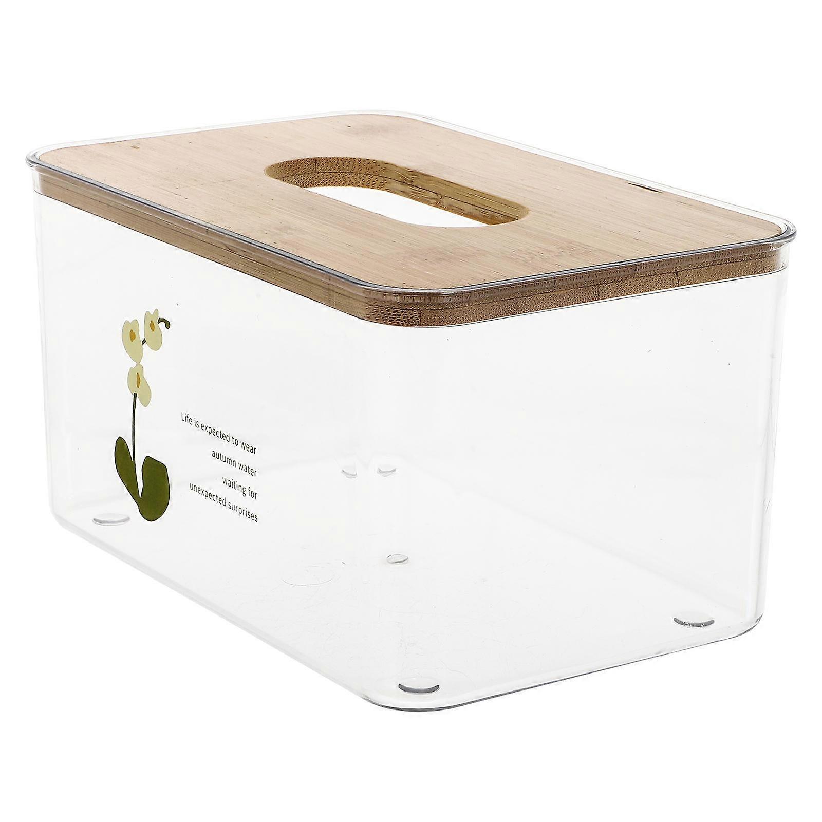 Cartoon Tissue Storage Box for Daily Desktop Accessory Assorted Color Plastic and Wood Smooth Tissue Pull 1Set