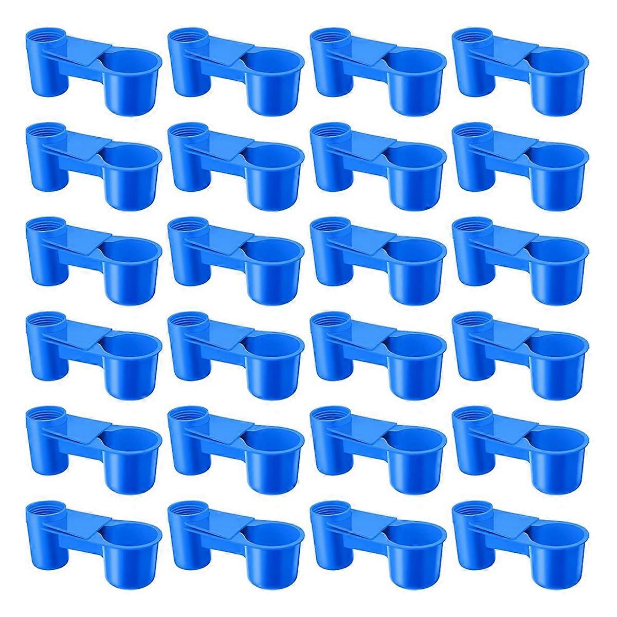 24 Pcs Bird Drinker Feeder Cups Water Bottle Cup for Cage Blue