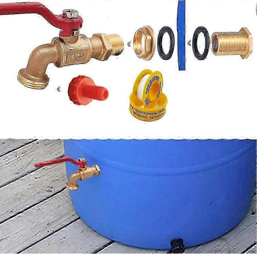 Regnfat tapp, mässingskransats för regnvattenfat