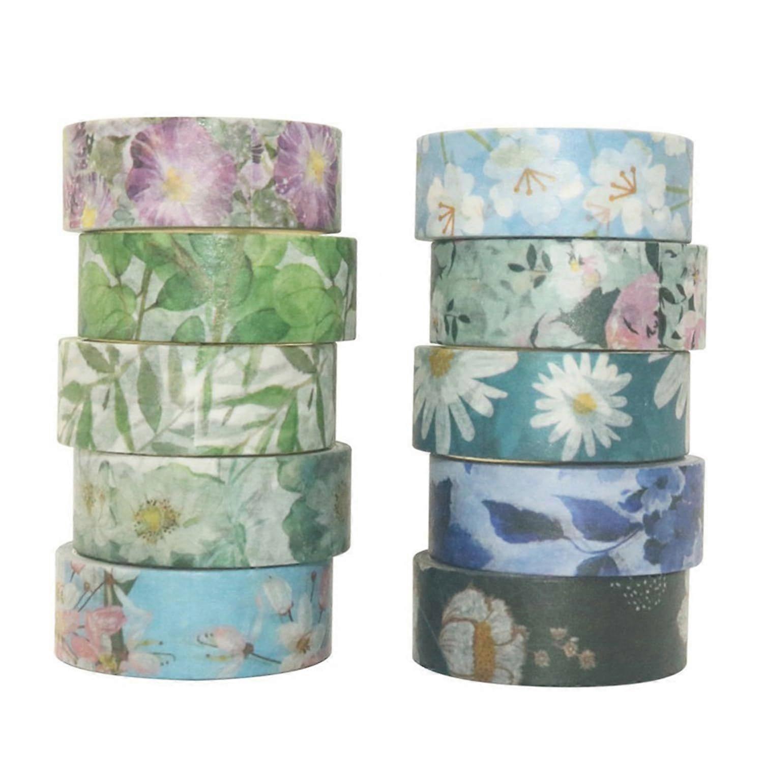 Spring Flower Set 10 Rolls 15 mm Floral Decorative Tape for Bullet Journal