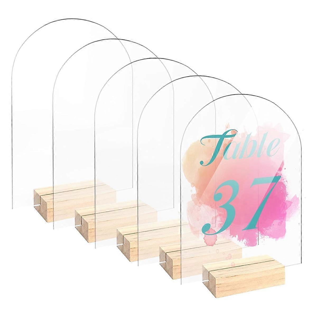 5pcs 5x7 Inch Blank Clear Arch Acrylic Sign with Wooden Stand
