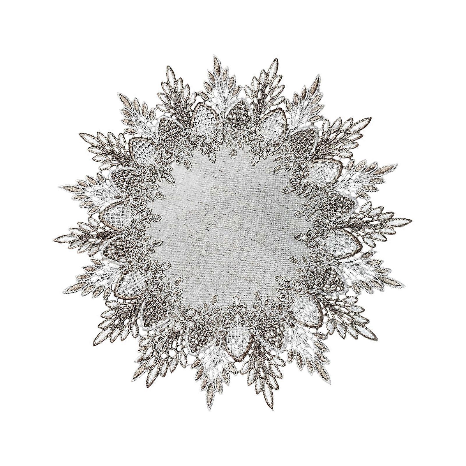 Lace Embellished Table Pad for Family Meals Fabric Child Safe Designs Simple Cleaning Solution Multicolor