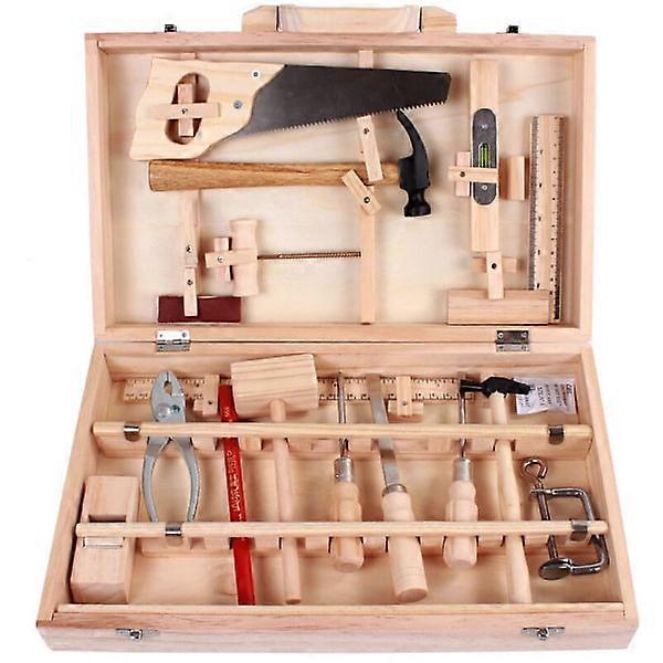 Children's Tool Kit Carpenter Maintenance Toolbox Real Tools Disassembly and Assembly Multifunctional Woodworking Box 16 Pieces
