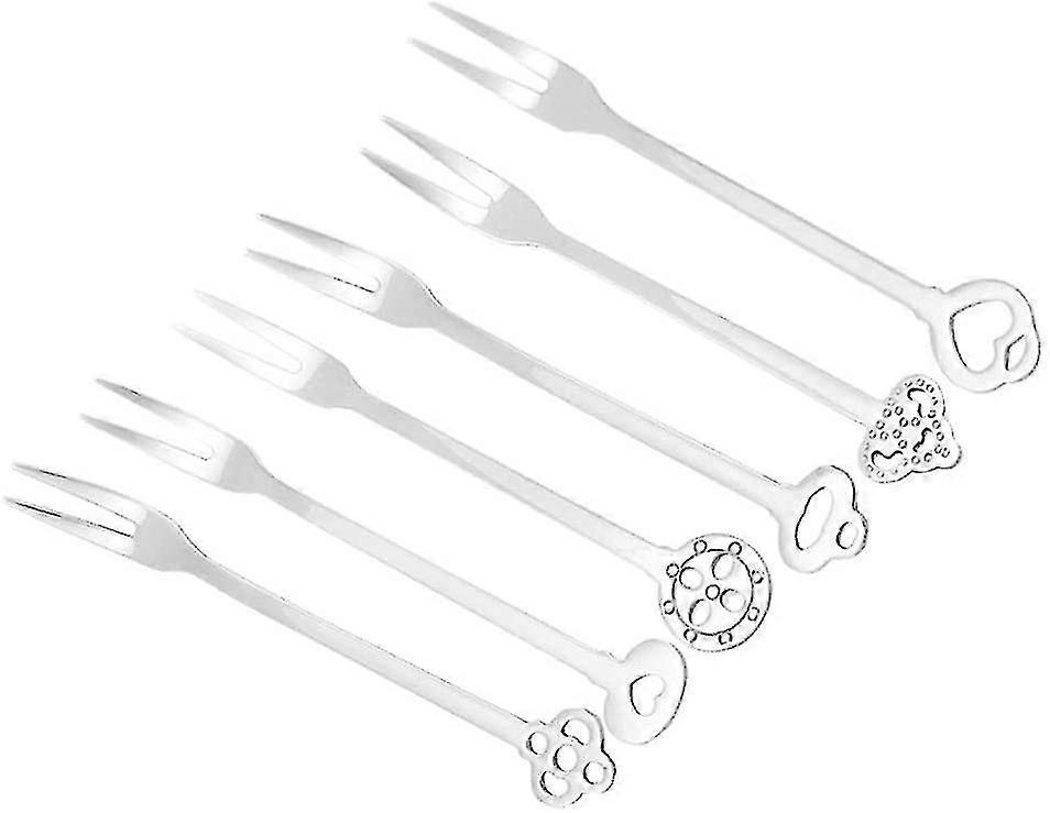 Dessert forks with 6 types of fork crowns, delicate appearance suitable for fruits and desserts