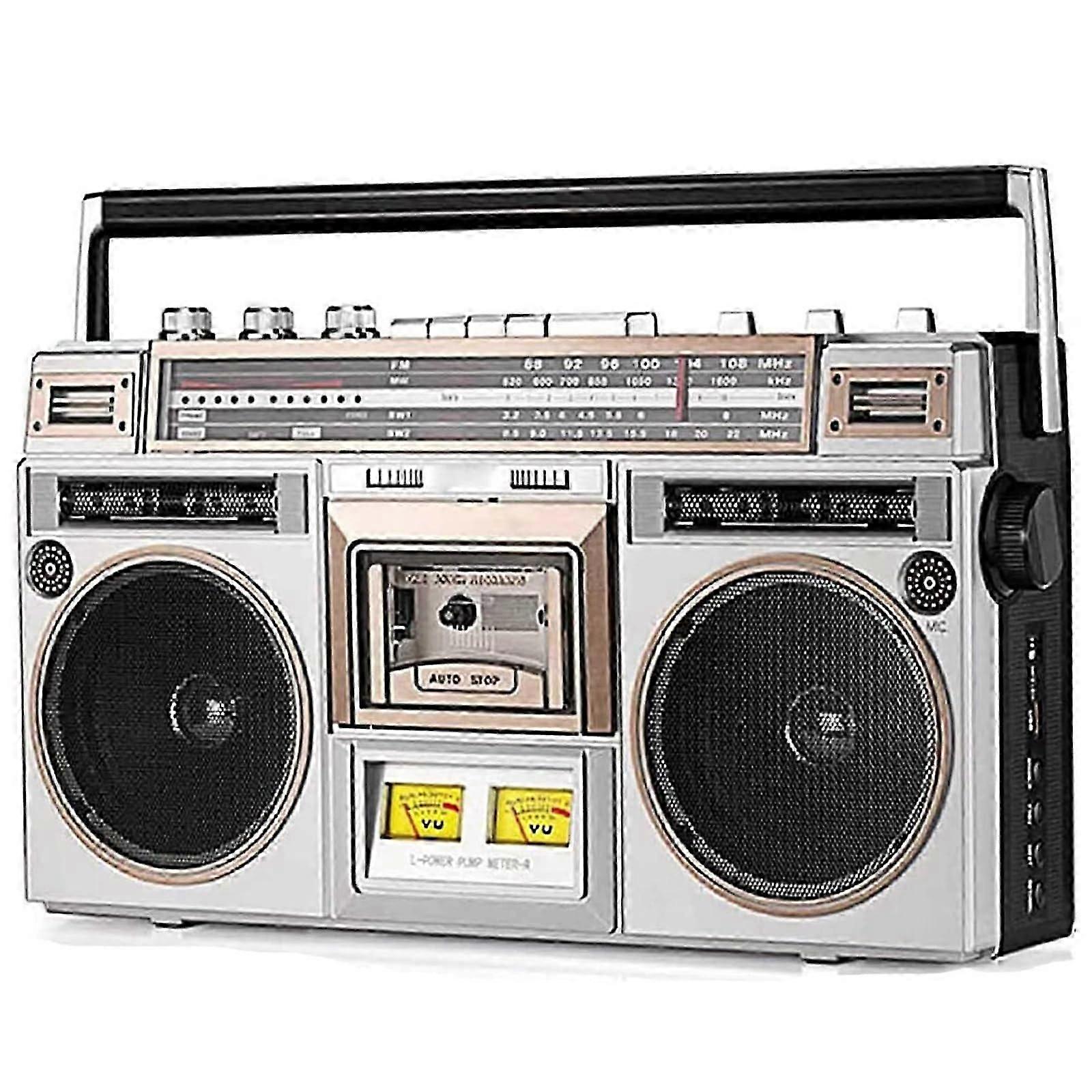 Classic 80s Style Retro boombox CD Tape Player,Retro Bluetooth Cassette Player with FM and DAB Radio,USB Recording