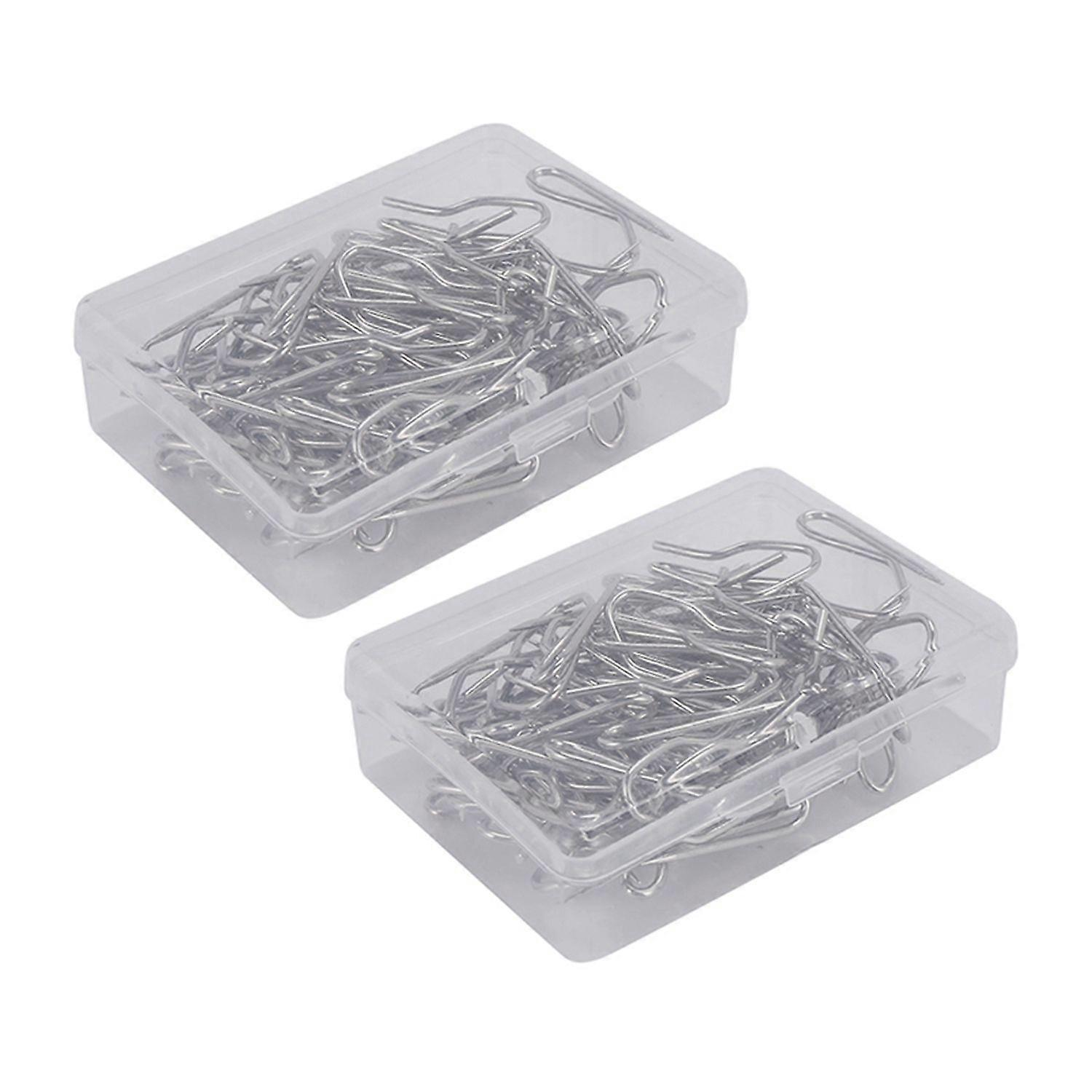 100 Pack Metal Curtain Hooks Drapery Pins with Clear Box for Curtain, Door Curtain and Shower Curta