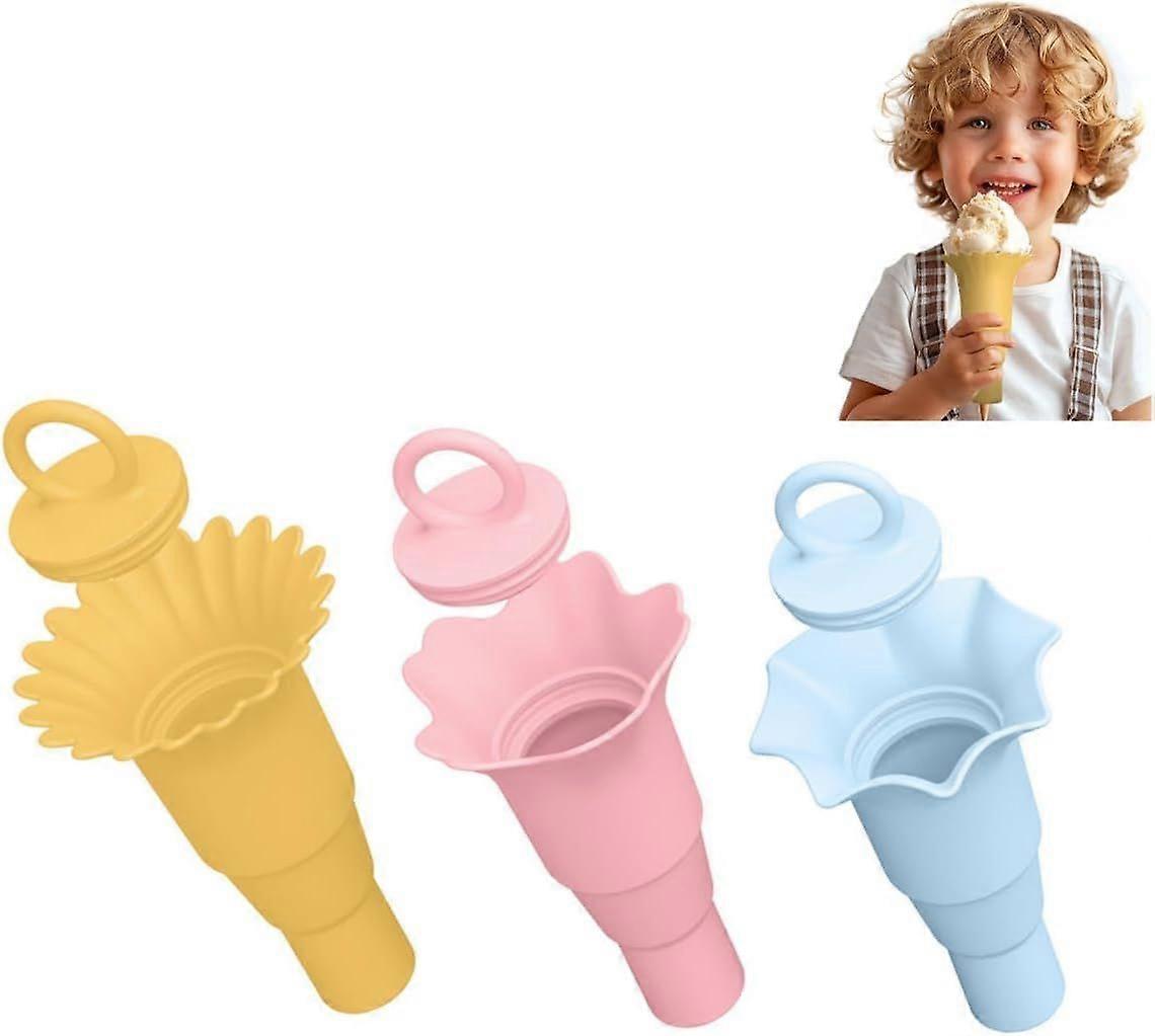 Collapsible Ice Cream Holder Ice Popsicle Mold with Searling Lid,3pcs Reusable Ice Pop Mold Homemade Juice & Fruit Smoothies Ice Candy Freezer Molds