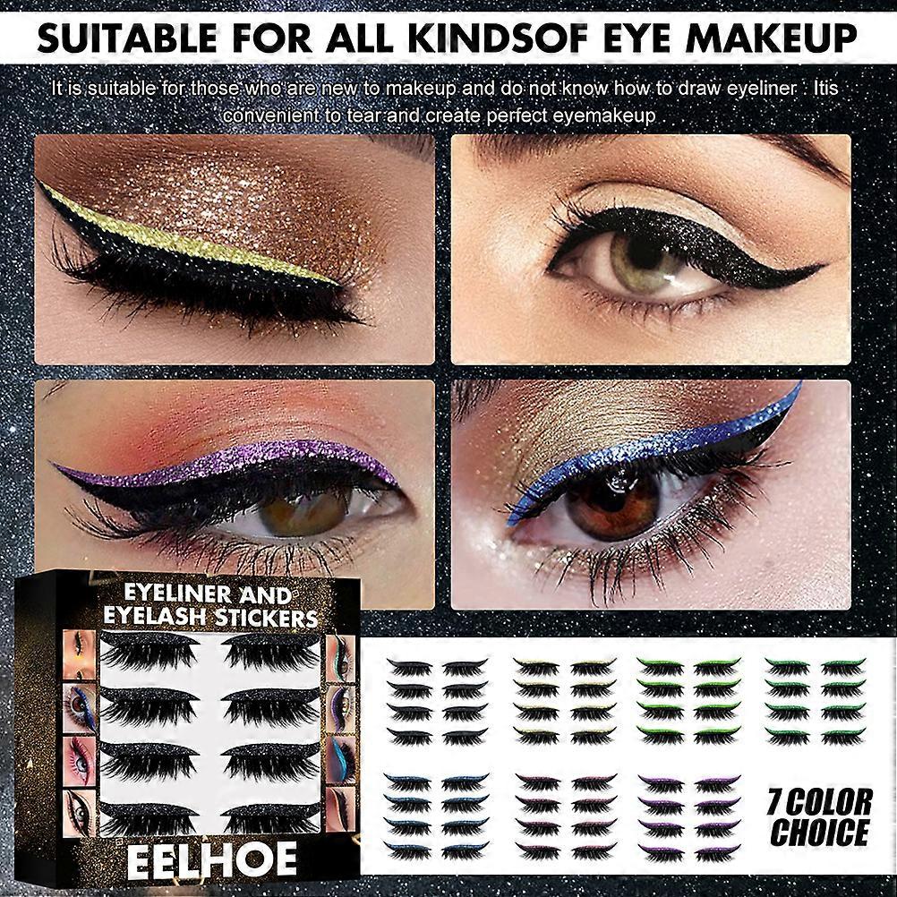 4 Pairs 2-in-1 Reusable Glitter Eyeliner & Eyelash Stickers