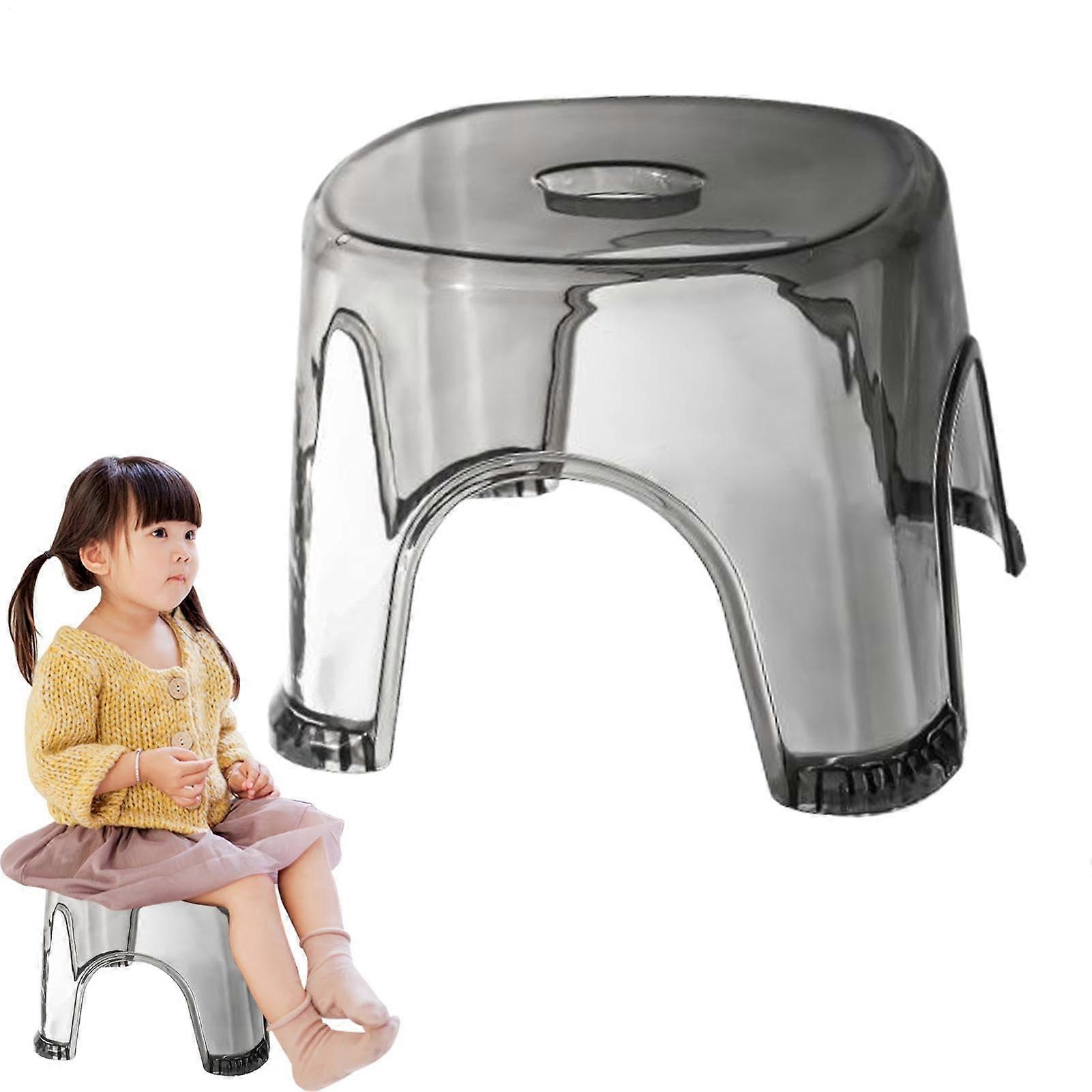 Clear Bathroom Step Stool NonSlip Waterproof Transparent Stool 22 cm Crystal Gray Corner Shower Bench