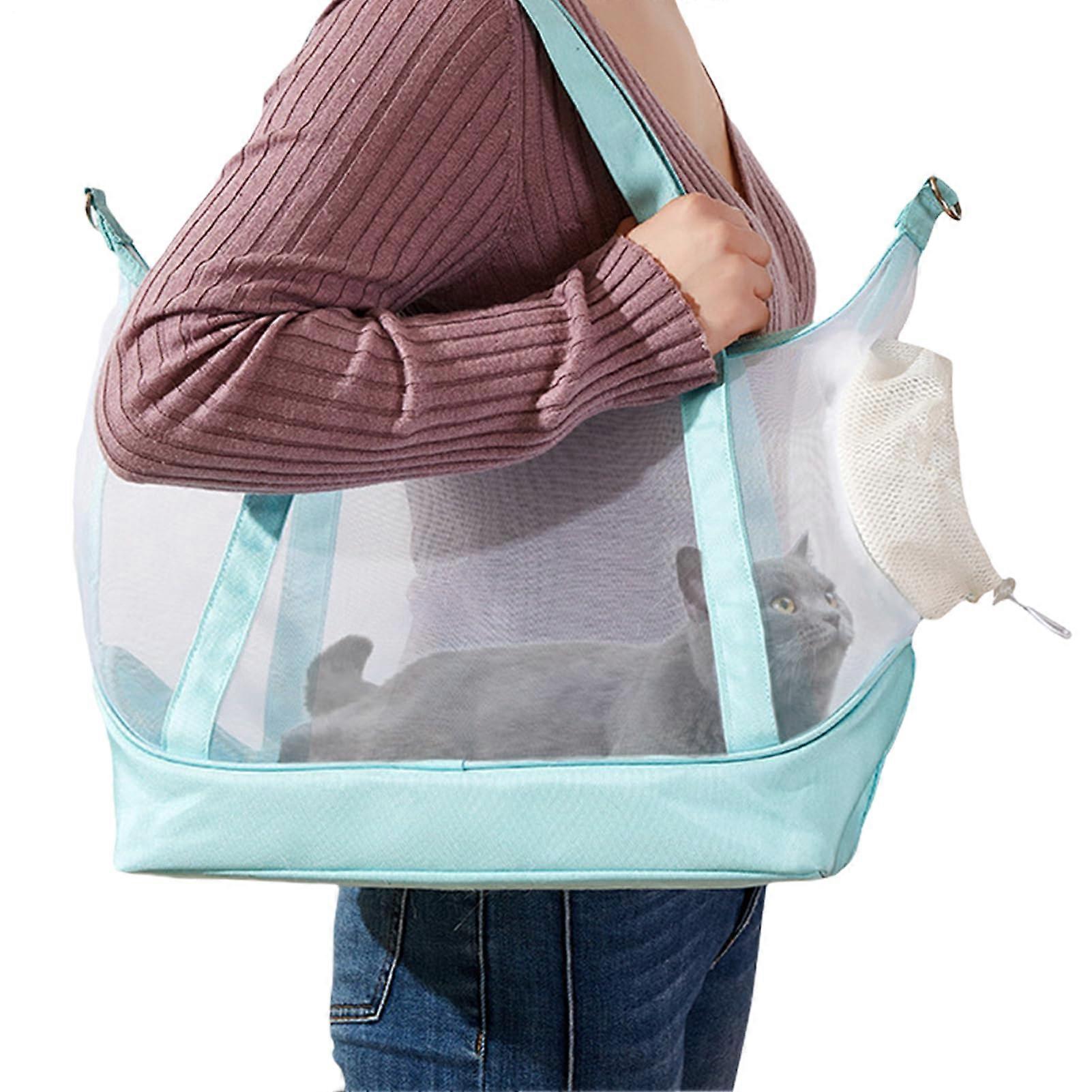 Pet Travel Carrier Cat Backpack Bag Mesh Portable Handbag Lightweight Transport Case With Shoulder Strap Breathable Green