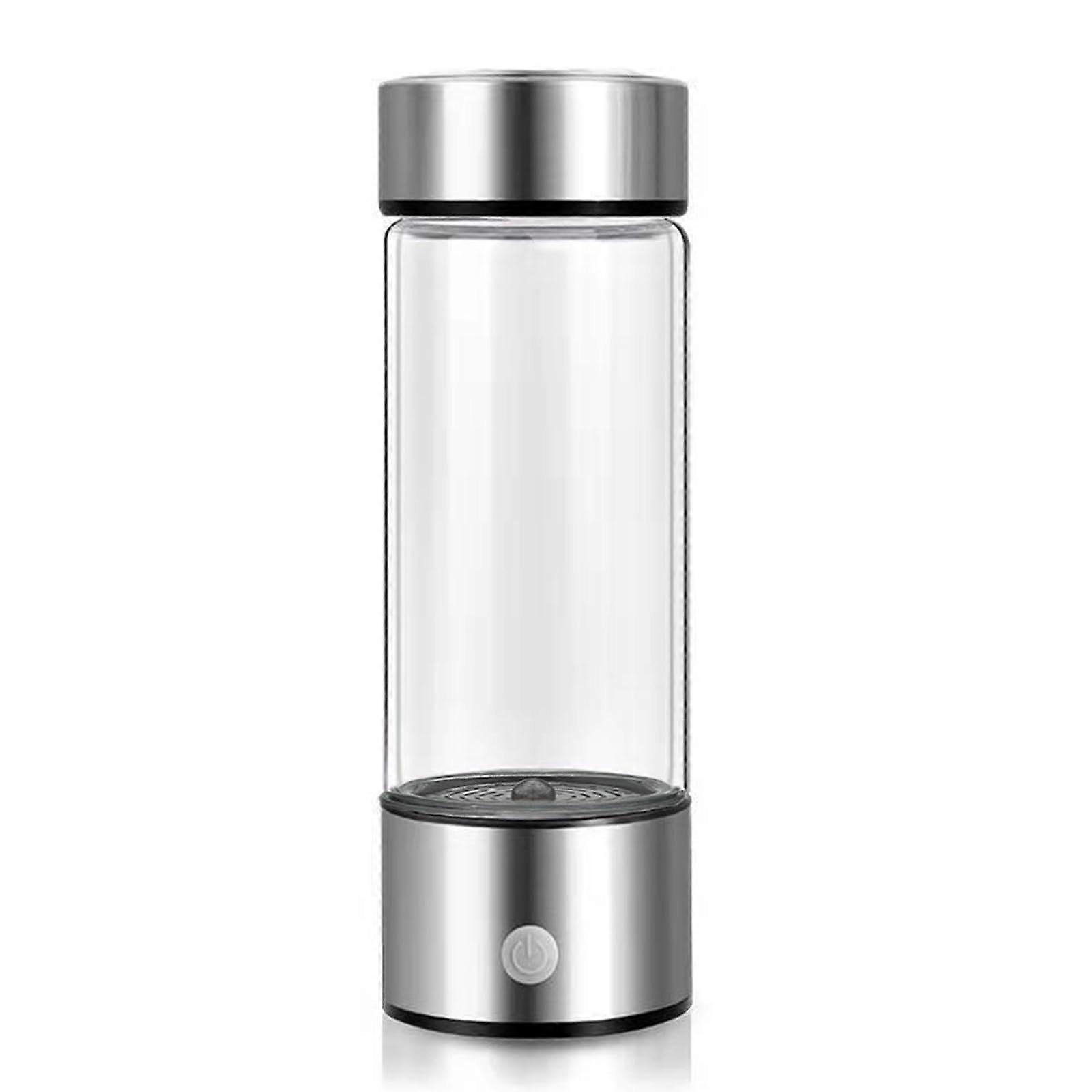 Hydrogen Water Bottle 14oz Portable Hydrogen Ionizer, Water Generator With Filter For Home And Travel Silver