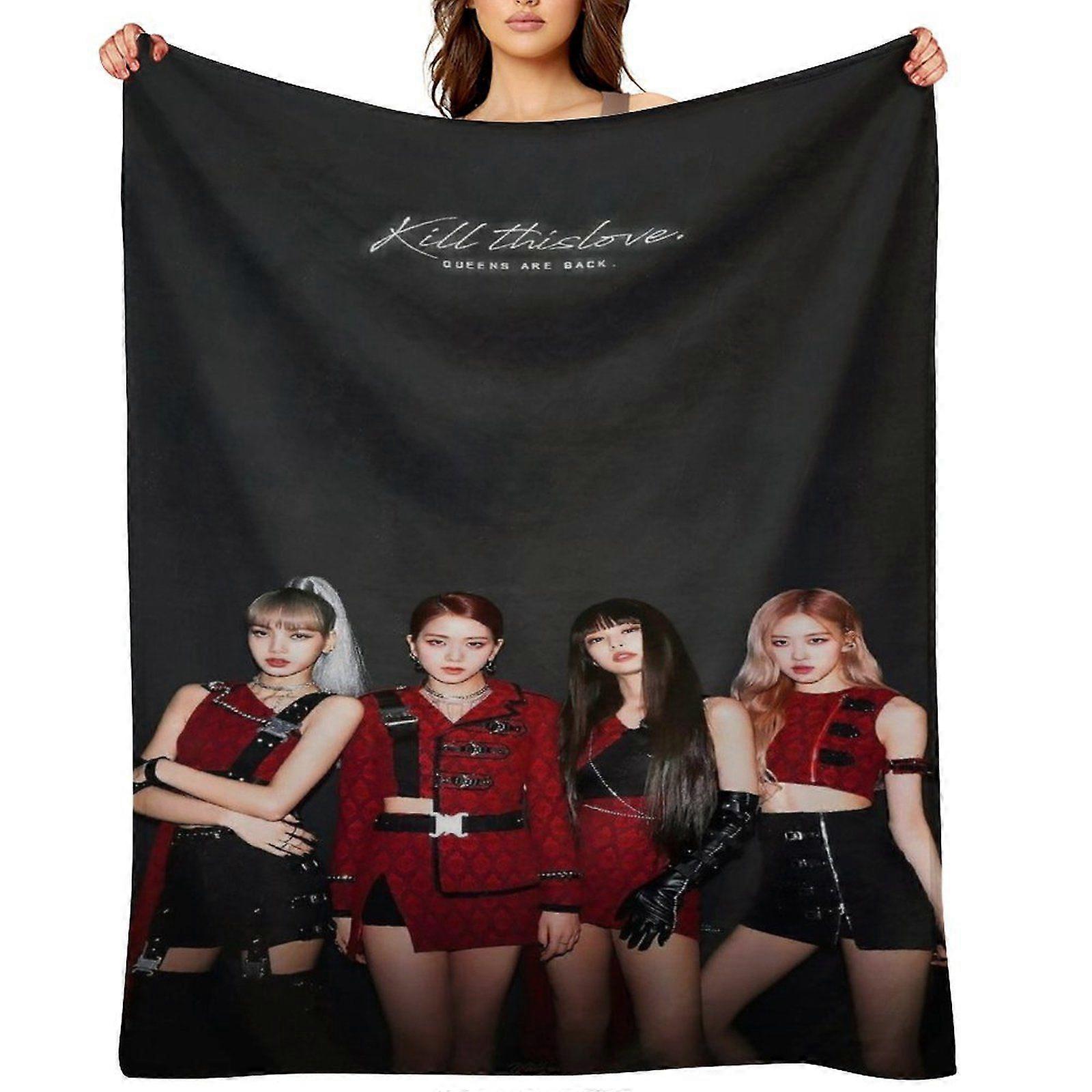 BLACKPINK رمي بطانية هدية ، بطانية من الفانيلا ، مناسبة للرجال والنساء ، مناسبة لجميع الفصول ، بطانية دافئة ، ديكور منزلي (438) 125x100 سم