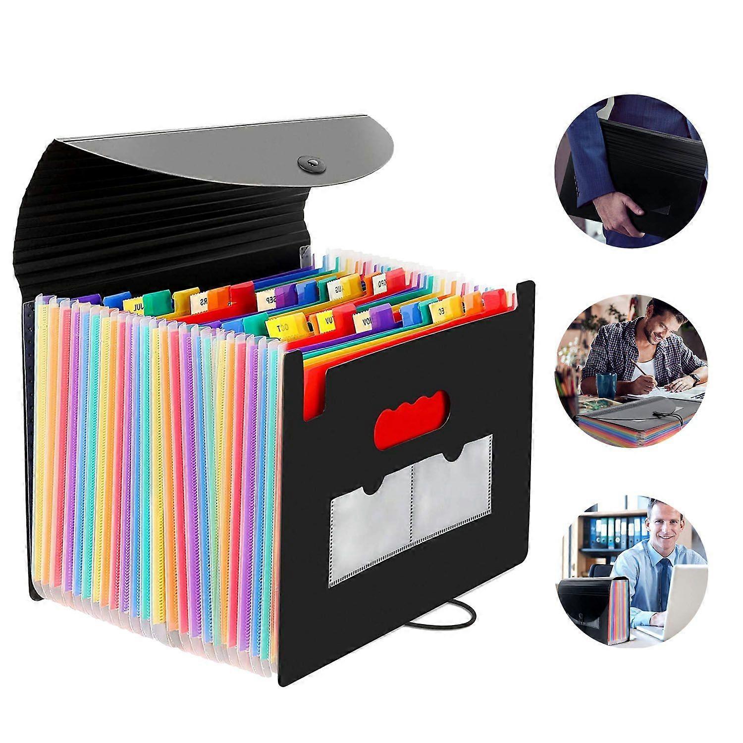 24 Pocket Expandable File Folder/Accordion File Organiser with Expandable Cover