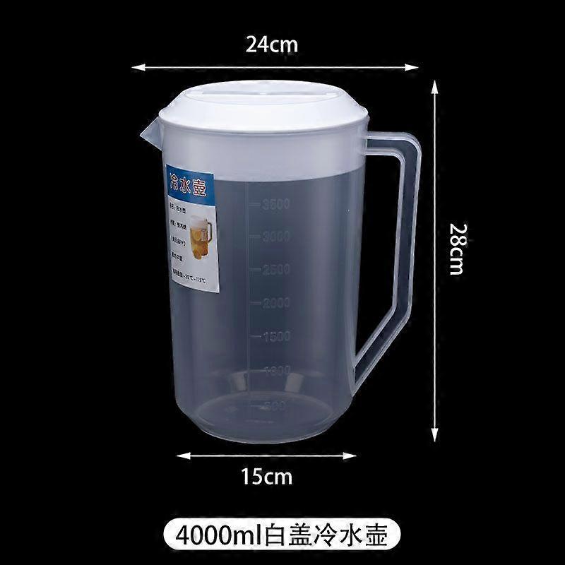 Water Pitcher: 4000ml Large Capacity Plastic Water Pitcher With Lid - Clear Beverage Dispenser With Scale For Iced Tea Juice Cold Drinks