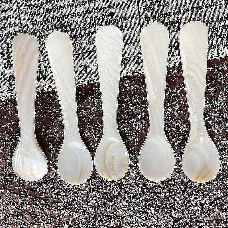 Set Of Caviar Spoons - Shell Spoon, Mother Of Pearl Caviar Spoons With Round Handle For Caviar, Egg, Ice Cream, Coffee, Restaurant Serving (2 Pieces