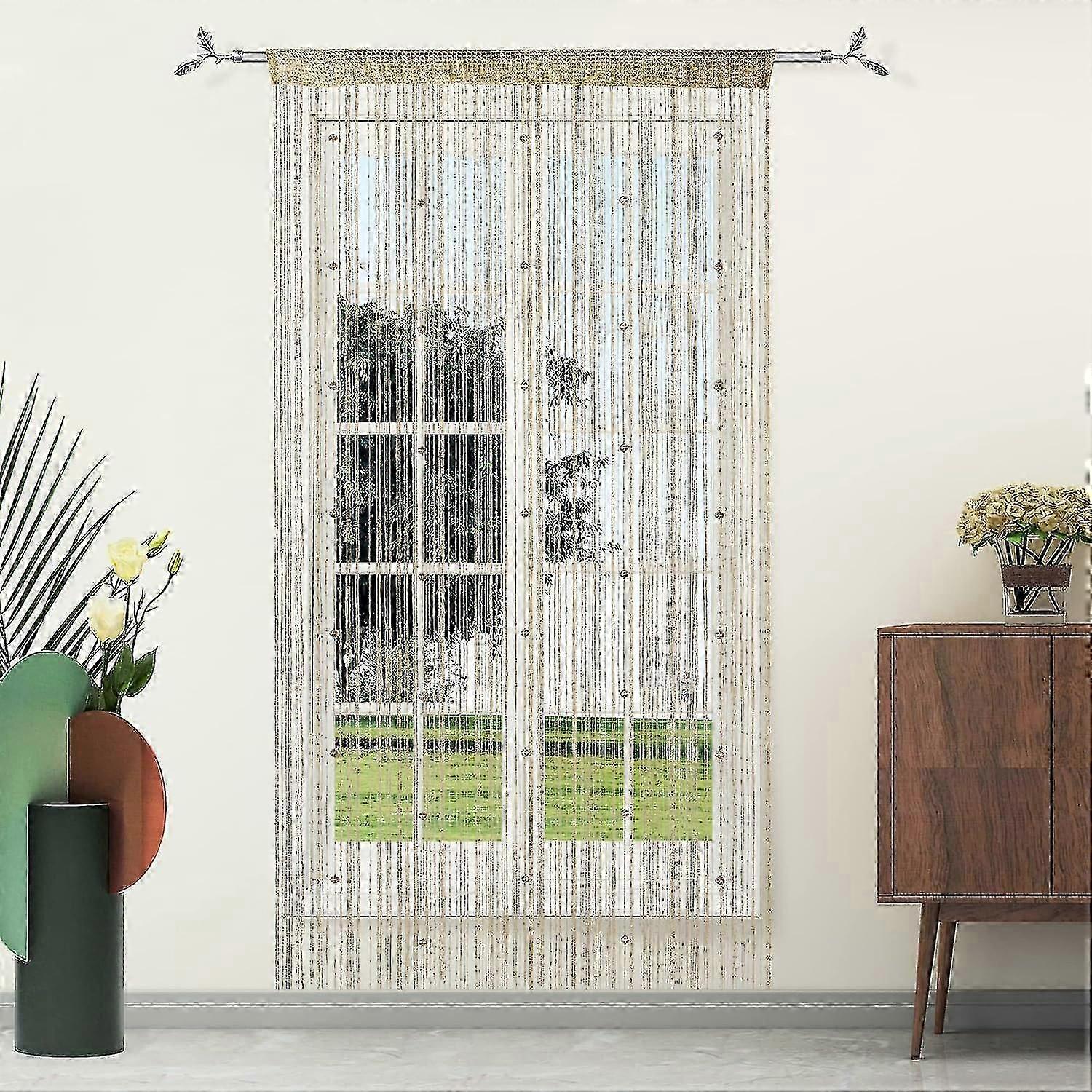 Bead String Door Curtains, Crystal Beaded Curtain, Room Divider Tassel Door Curtain For Doorways, Window, Room, Wedding