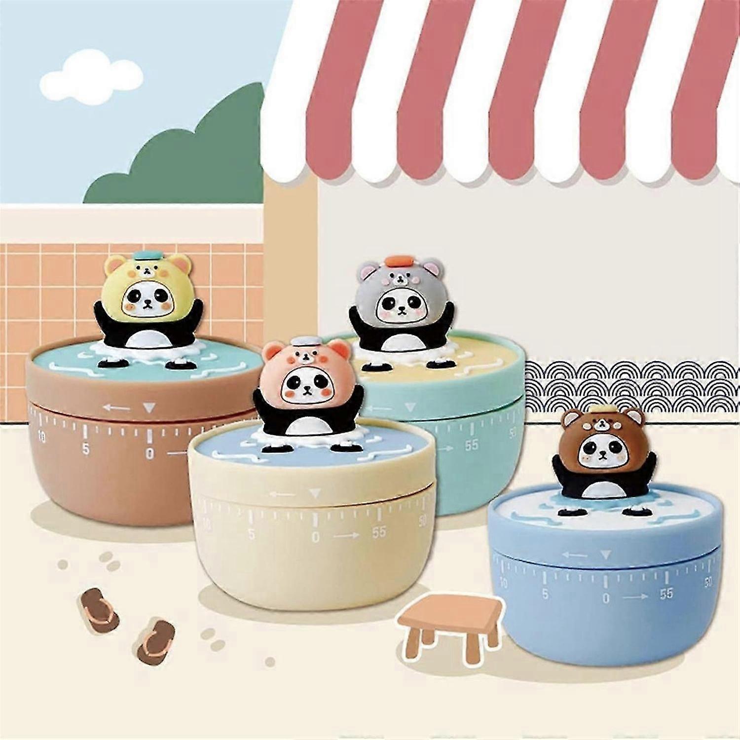 60 Min. Mechanical Kitchen Timer Panda Bathroom Manual Timer Cooking Baking Timer Children Green