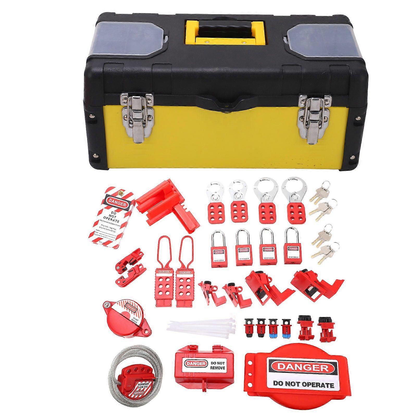 Electrical Lockout Tagout Kit High Temperature Resistant Circuit Lock Outs Set with Tool Box