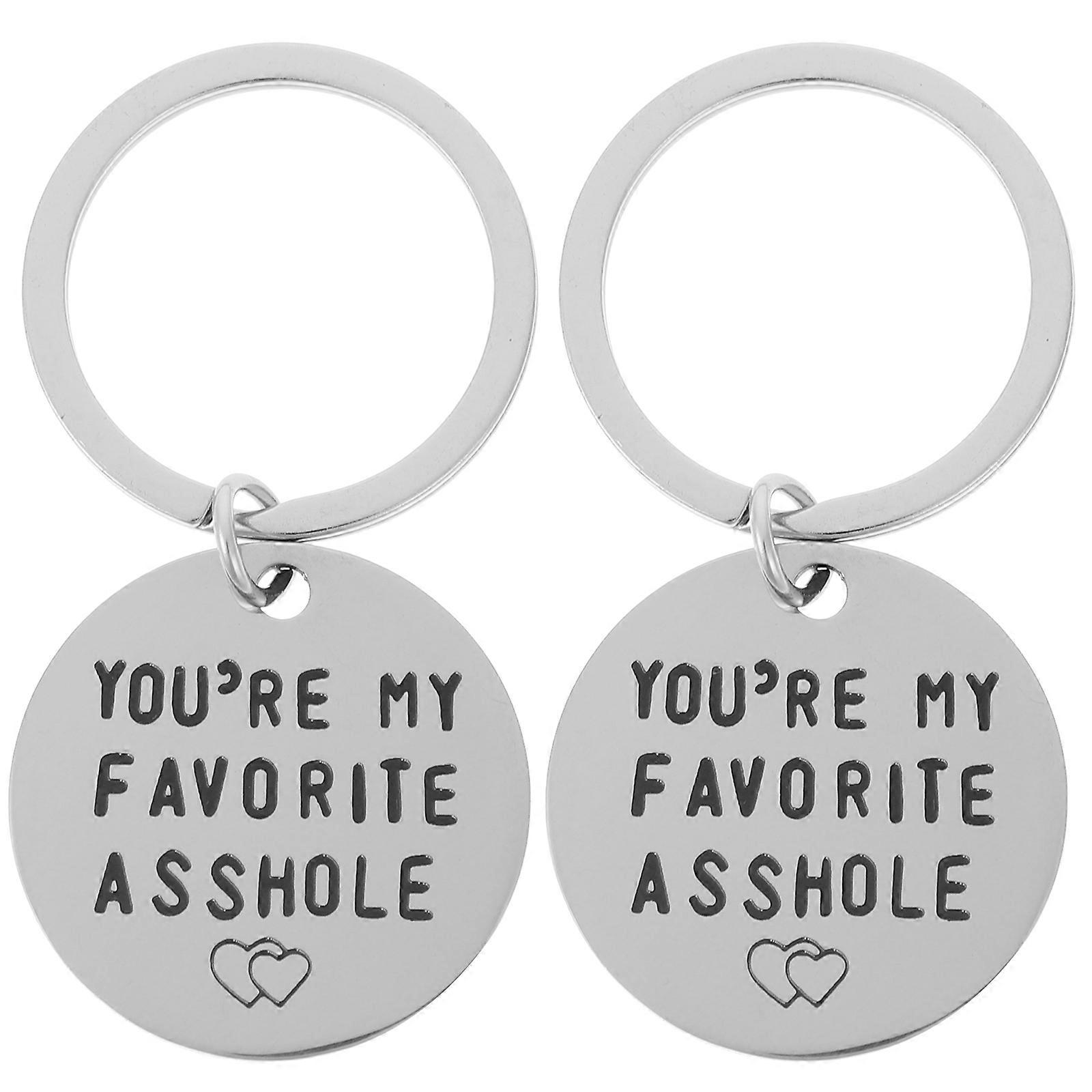 Stainless Steel Round Key Chain for Decoration Silver 2Pcs Key Chains