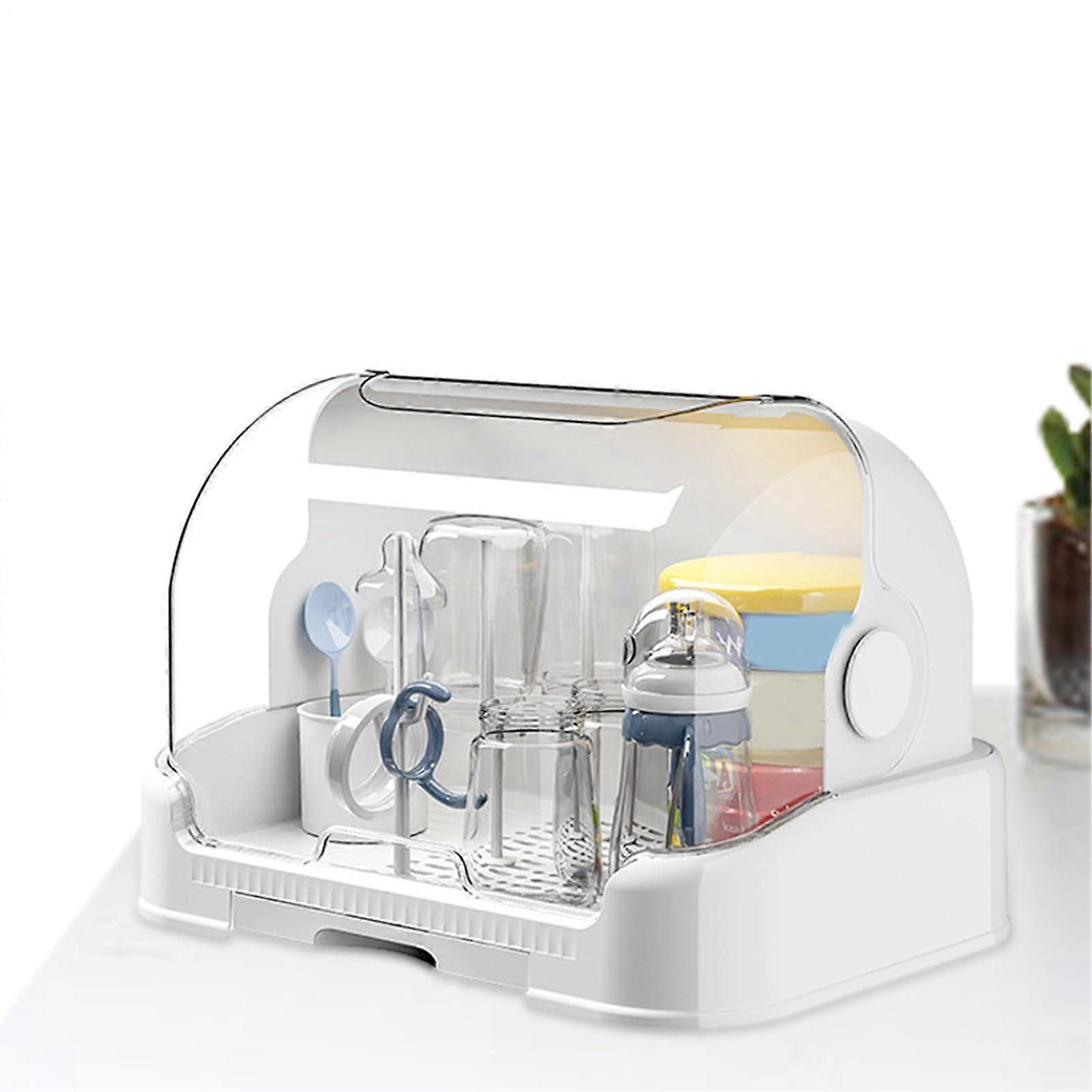 Toddler Bottle Storage Box DustProof With Removable Drip Tray And Durable Counter Holder For B White Avec Support