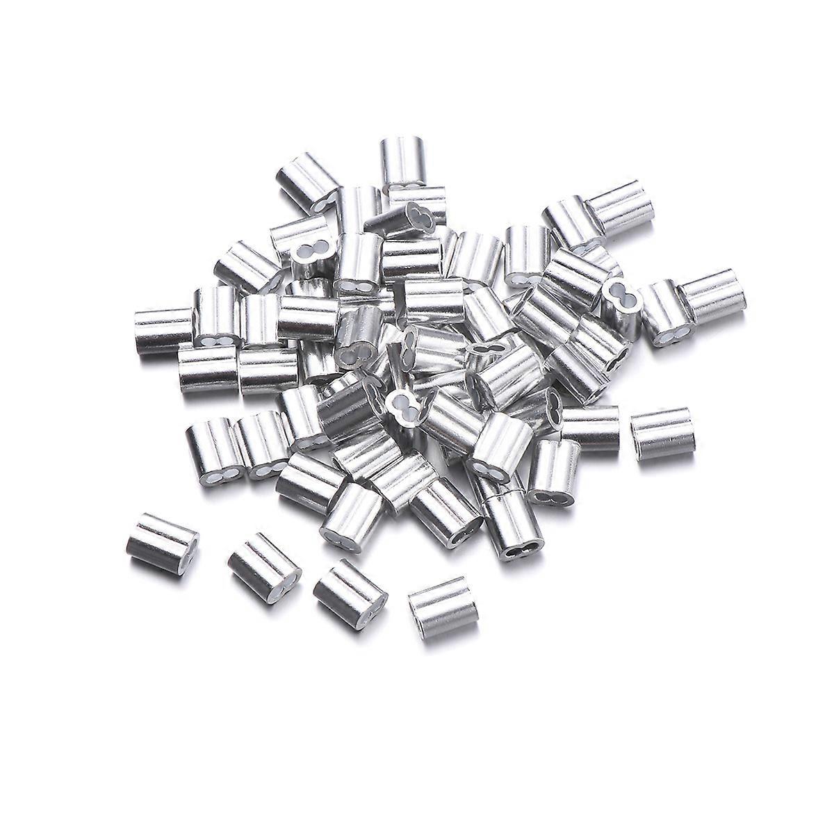 Wire Rope Clamp Clip Aluminum Crimping Loop Sleeve for Joint 100Pcs