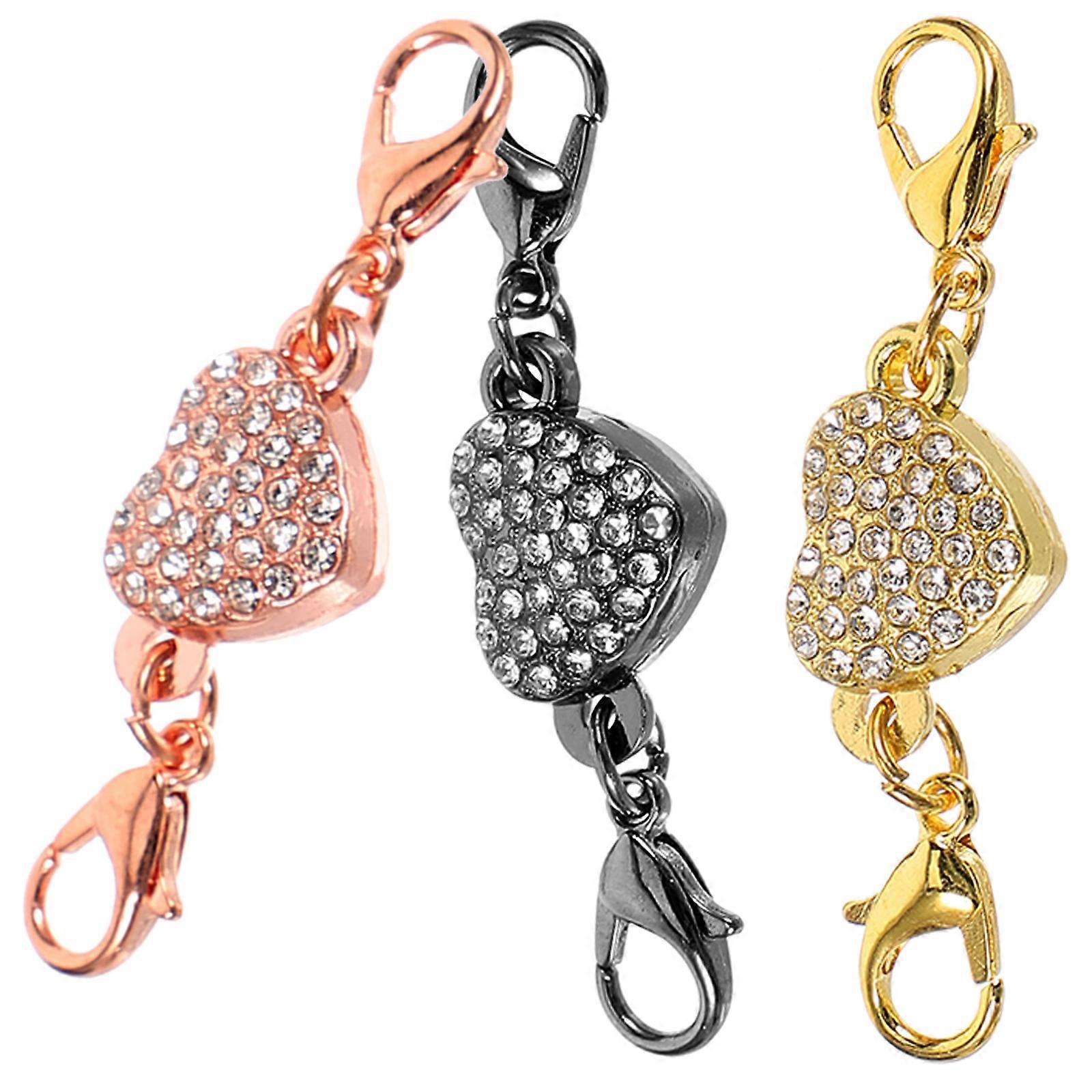 Assorted Color Heart Magnetic Buckle Jewelry Connectors for DIY Use 3Pcs Metal