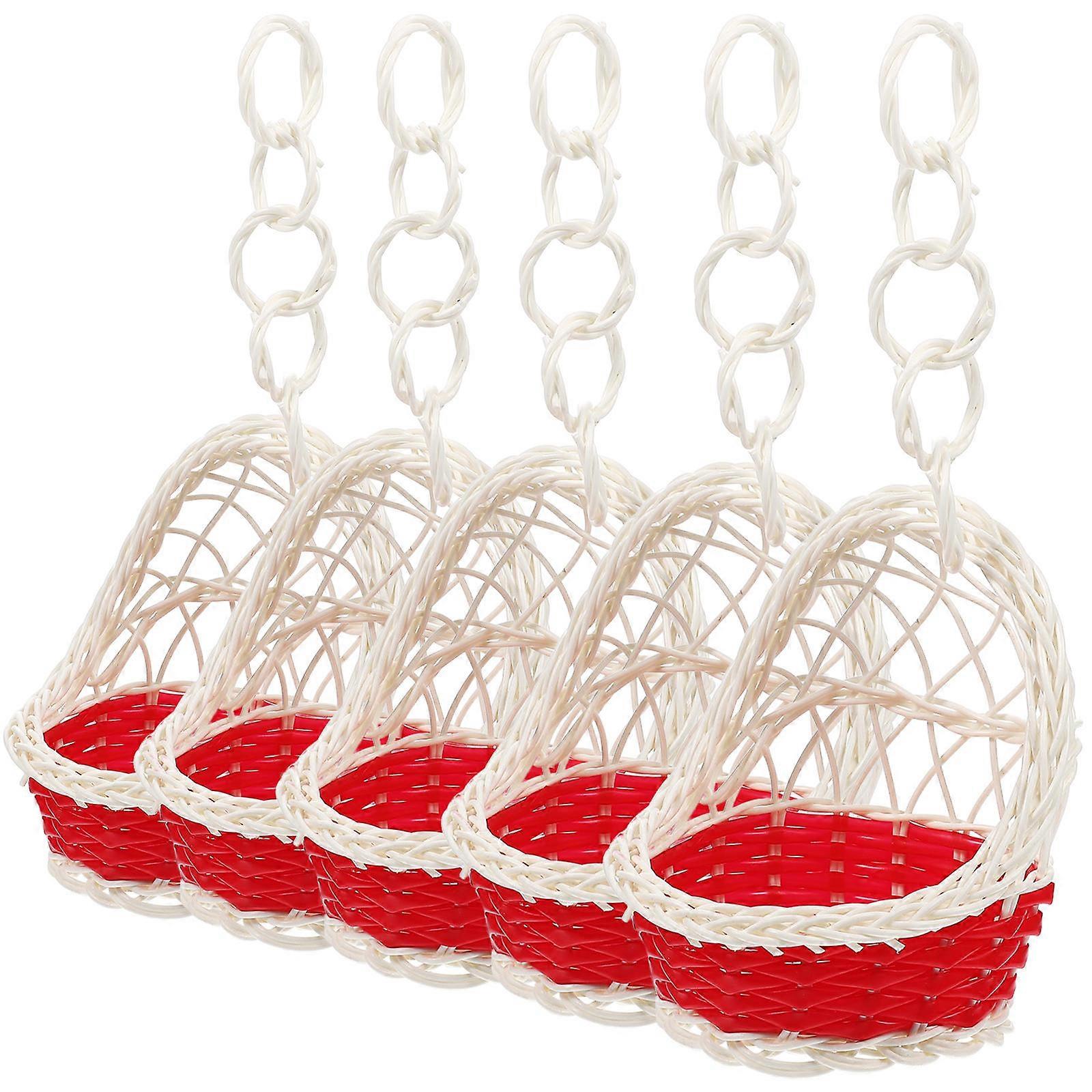 Handwoven Basket Portable Rattan Basket for Picnic Use 20Pcs Red Color